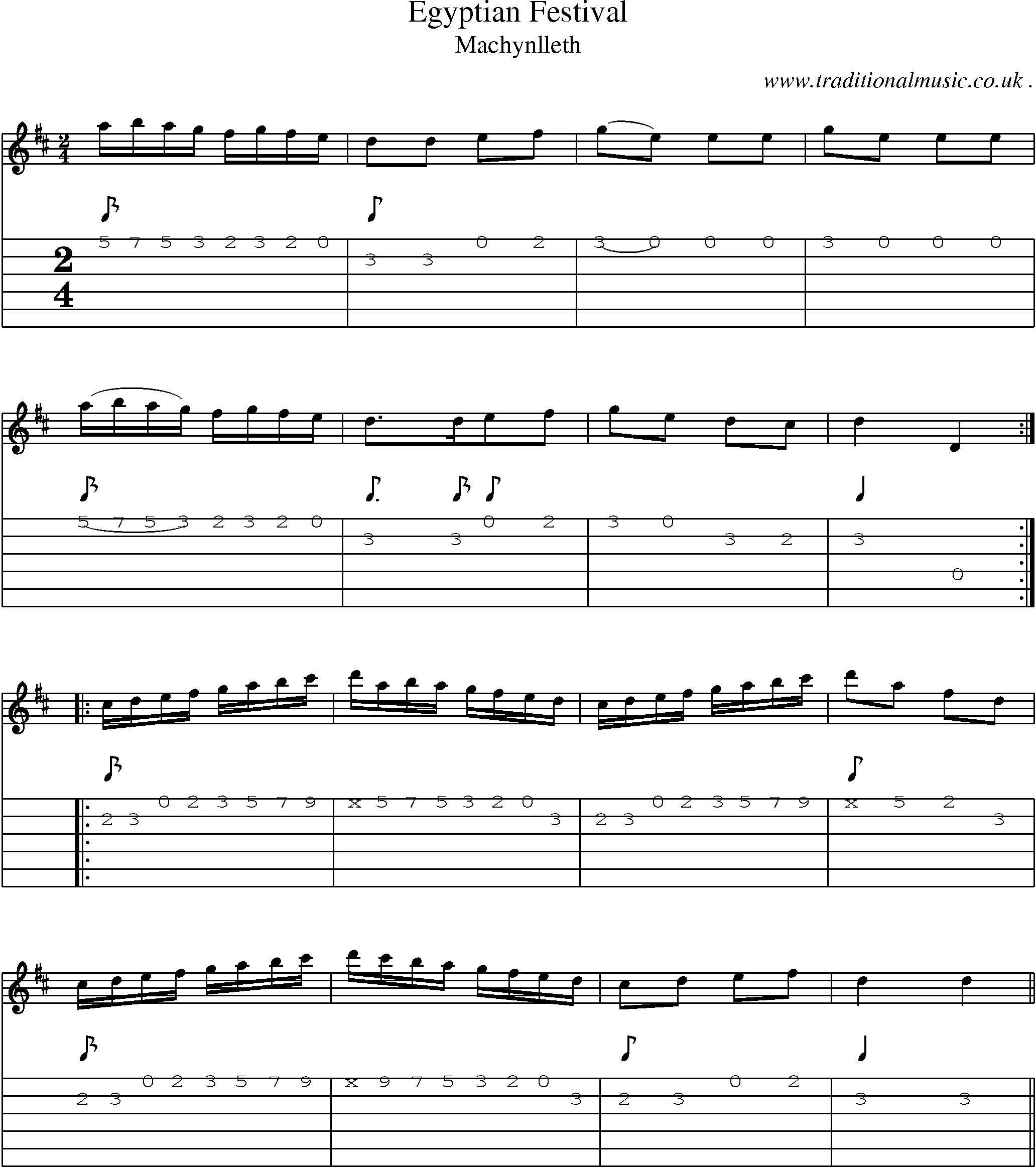 Sheet-Music and Guitar Tabs for Egyptian Festival