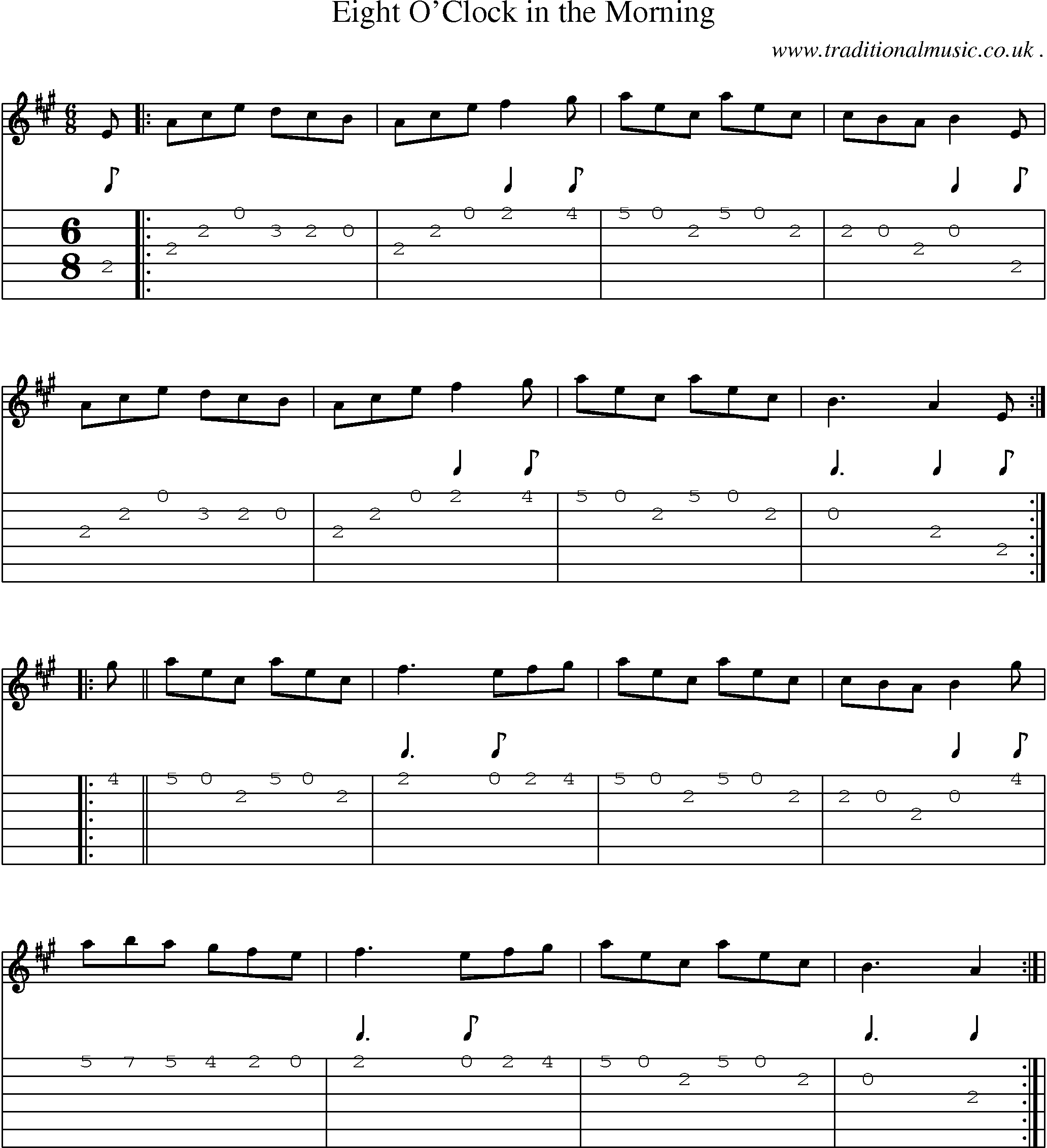 Sheet-Music and Guitar Tabs for Eight Oclock In The Morning