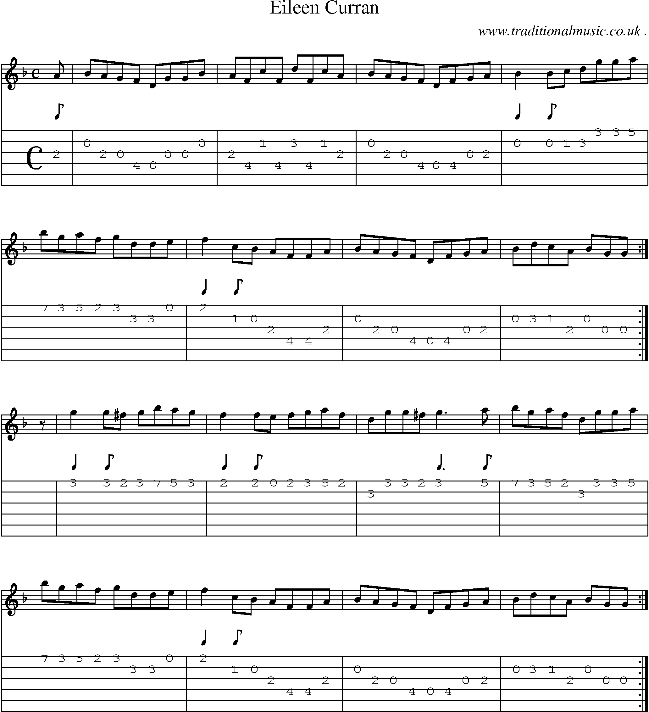 Sheet-Music and Guitar Tabs for Eileen Curran