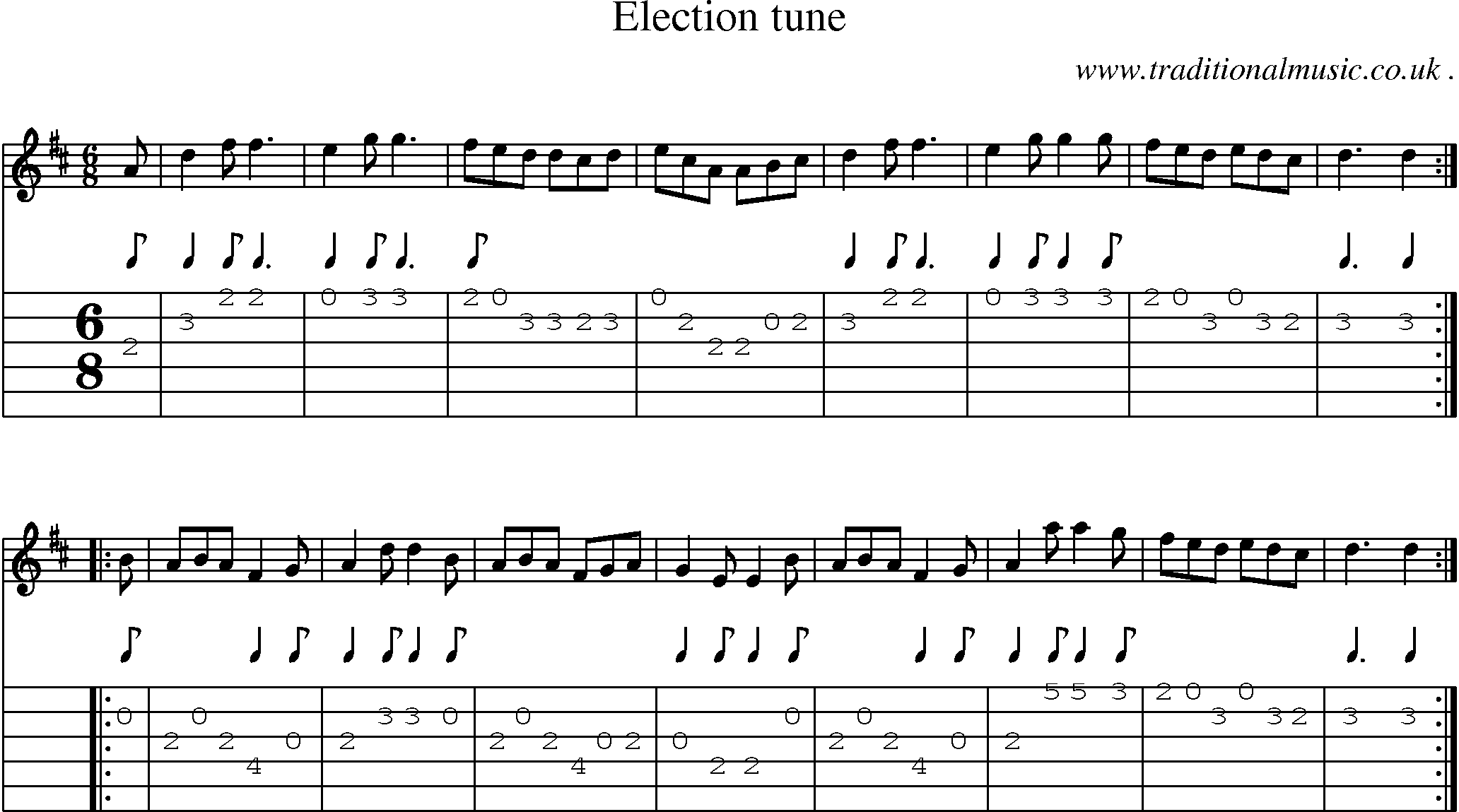 Sheet-Music and Guitar Tabs for Election Tune