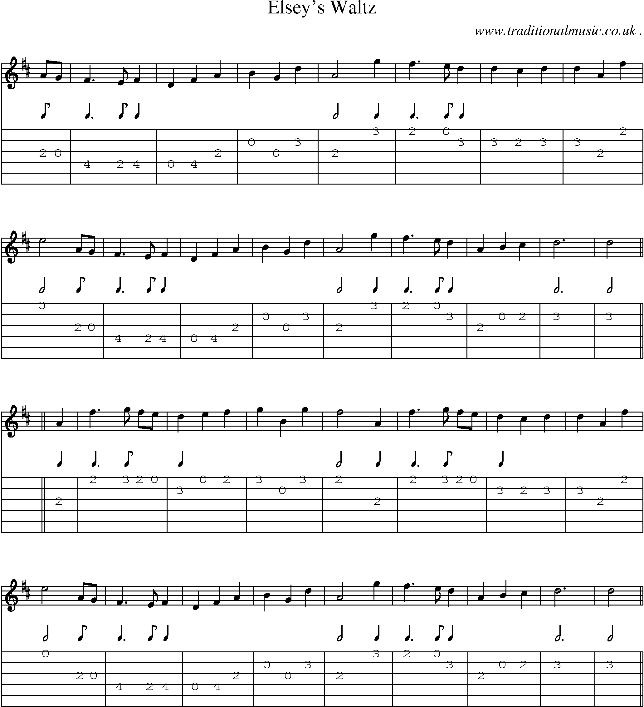 Sheet-Music and Guitar Tabs for Elseys Waltz