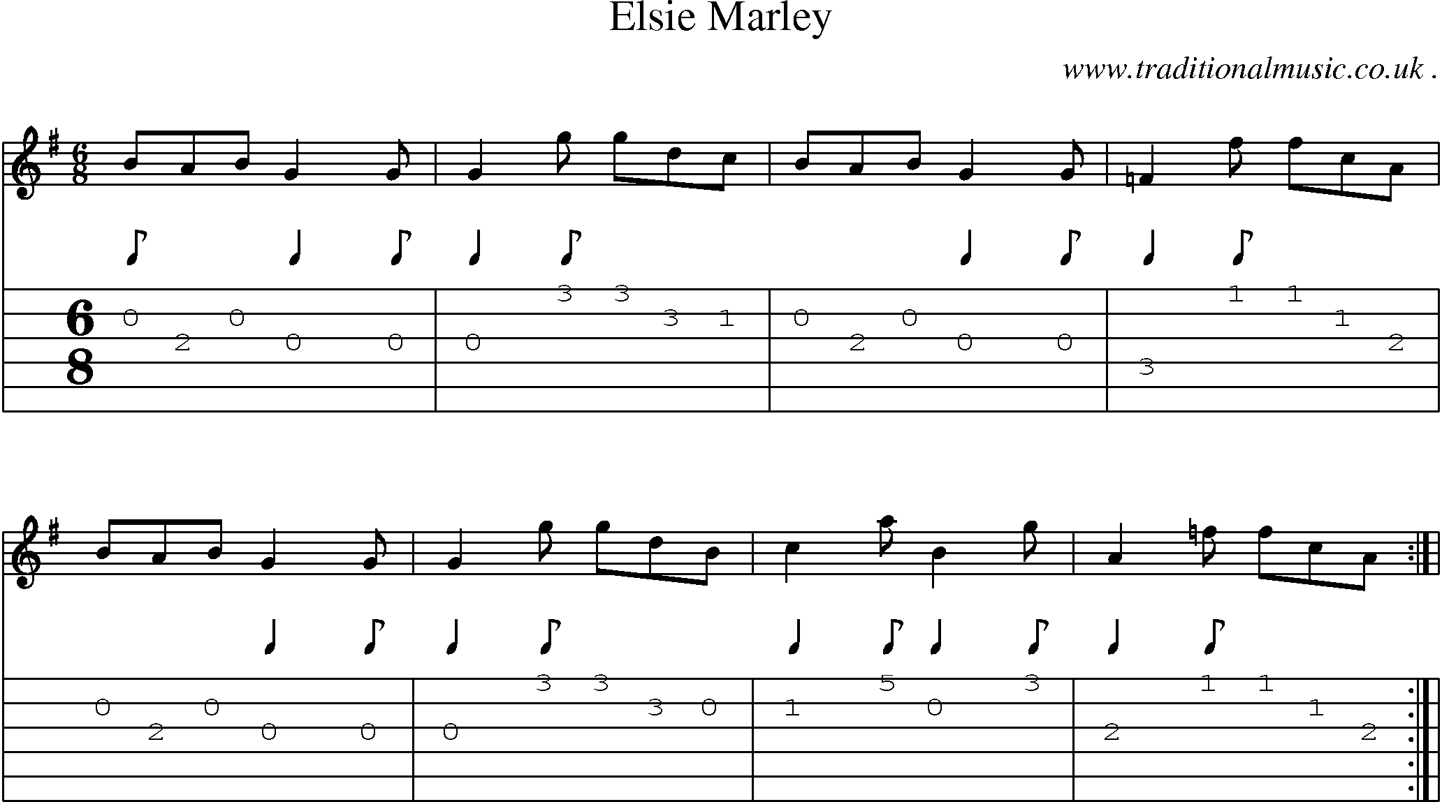 Sheet-Music and Guitar Tabs for Elsie Marley