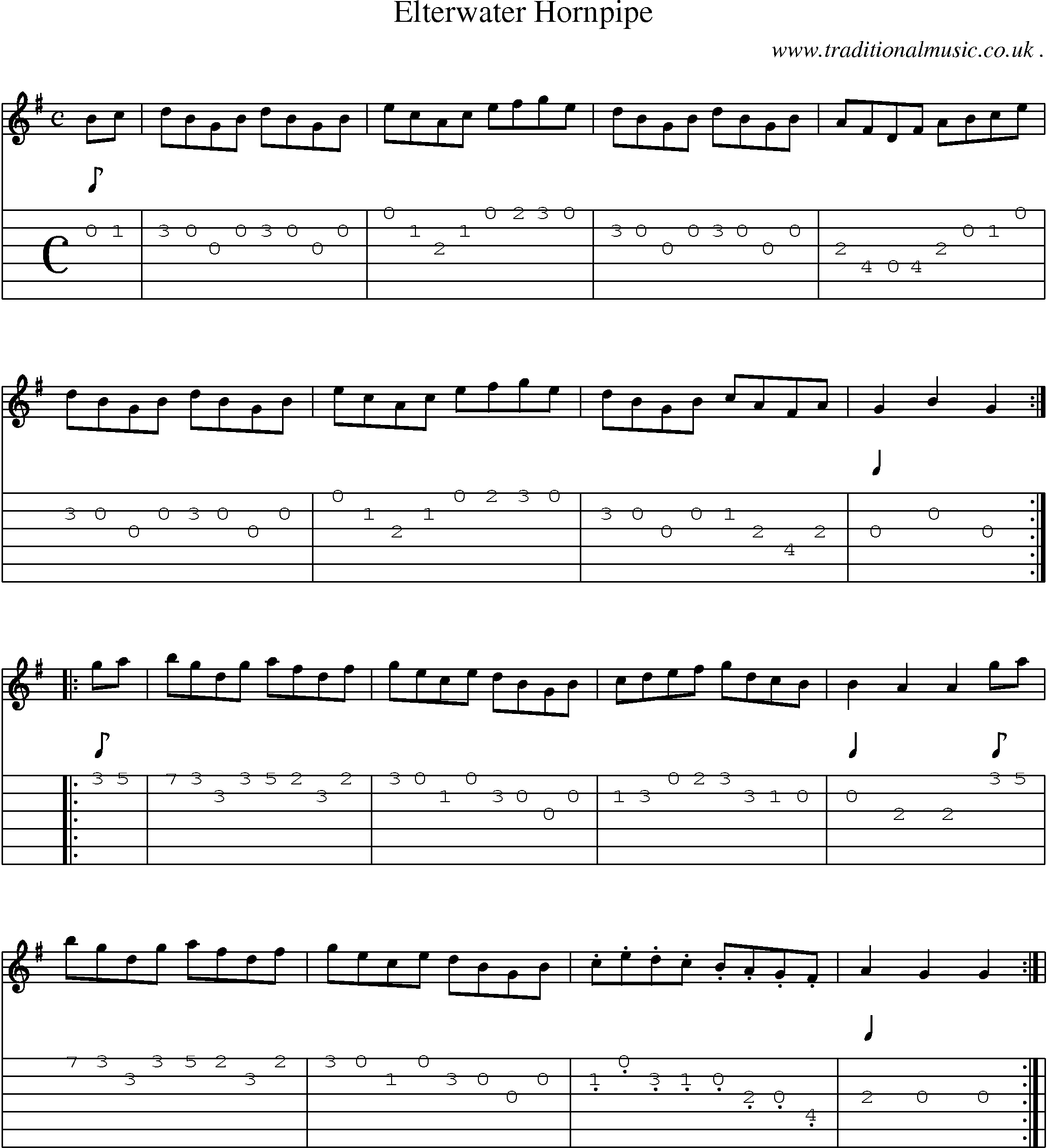 Sheet-Music and Guitar Tabs for Elterwater Hornpipe