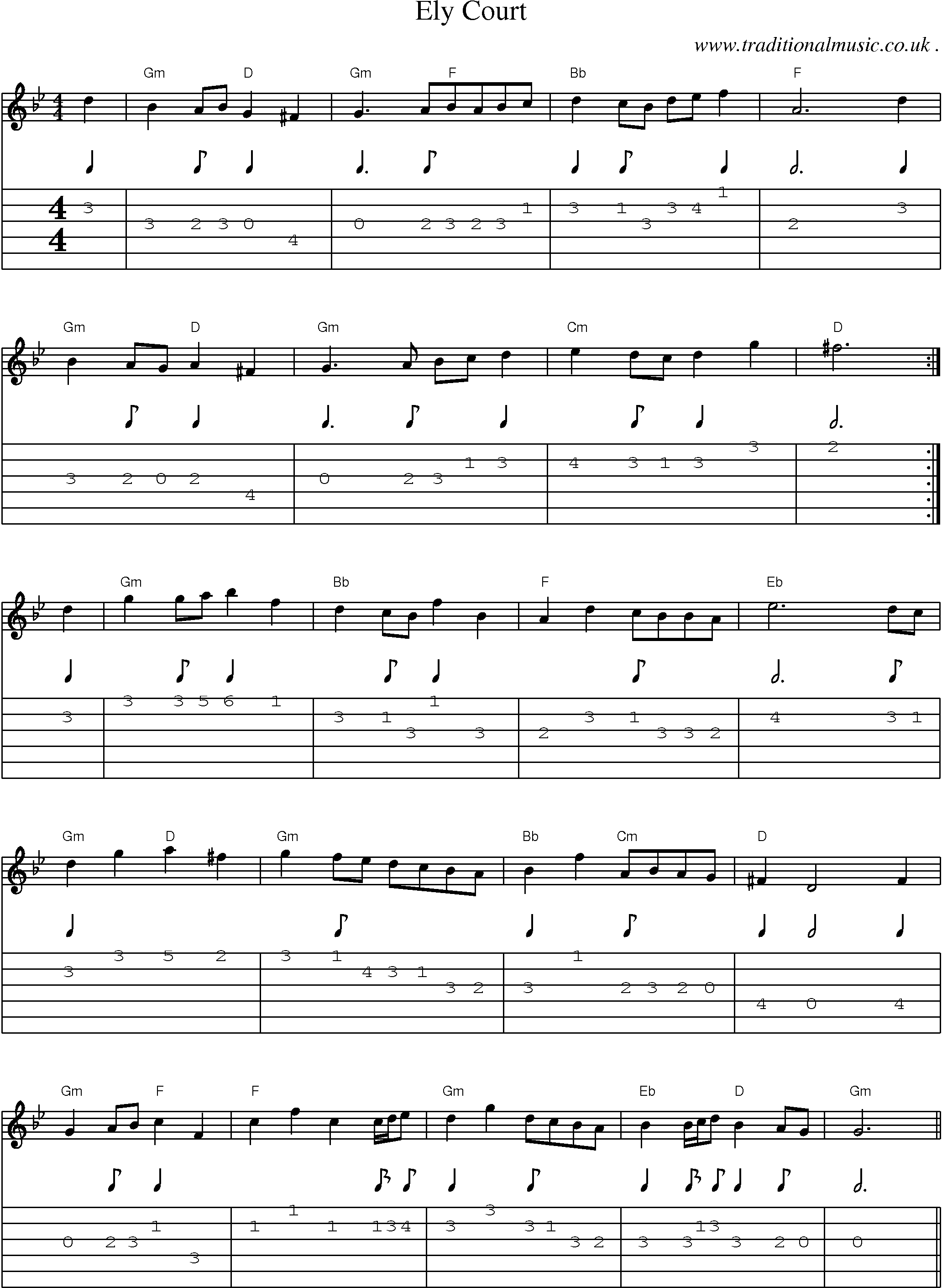 Sheet-Music and Guitar Tabs for Ely Court