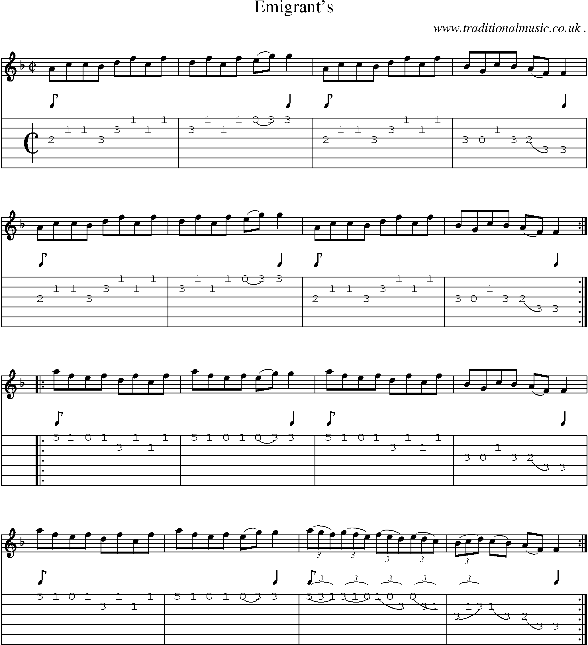 Sheet-Music and Guitar Tabs for Emigrants