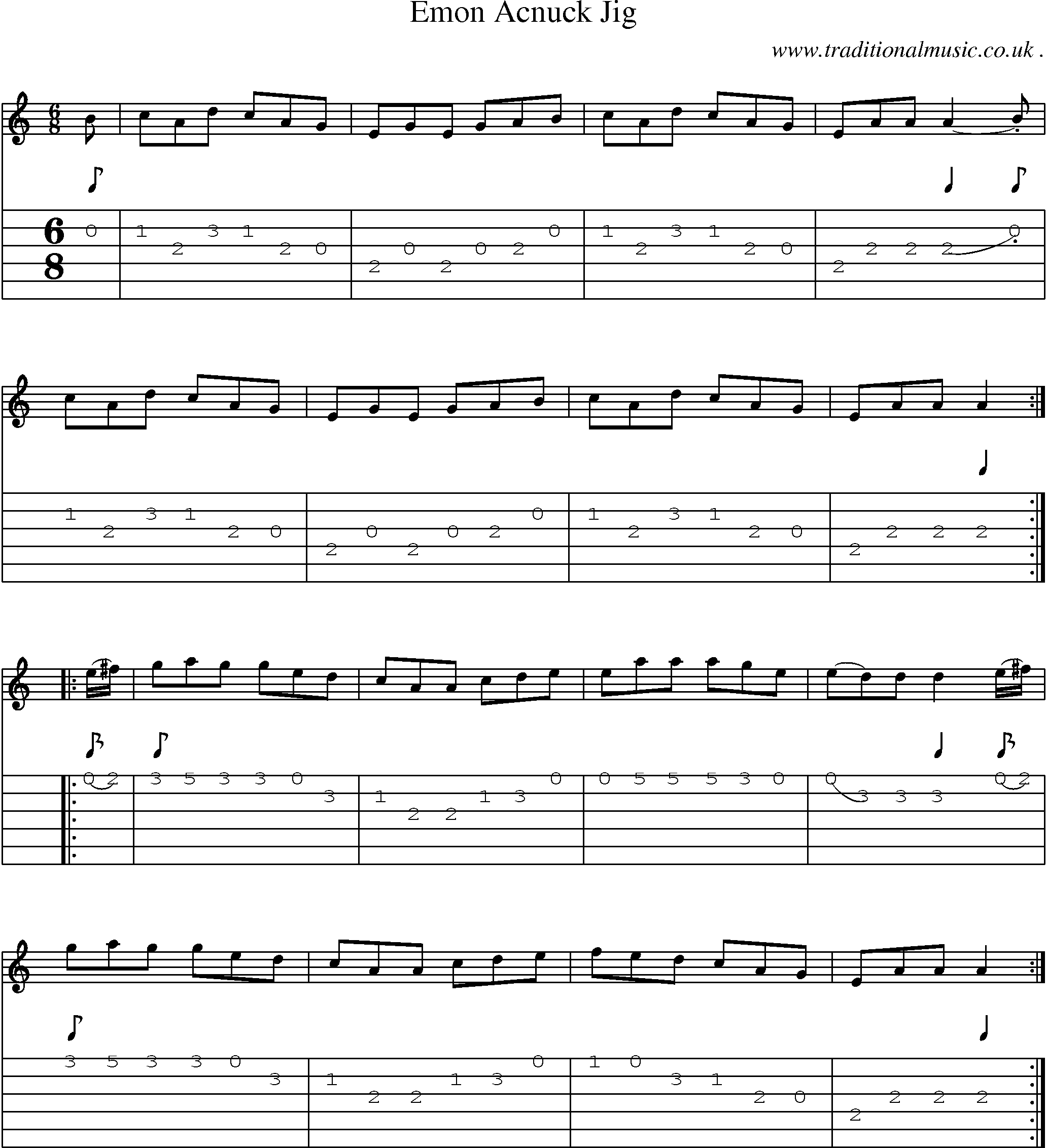 Sheet-Music and Guitar Tabs for Emon Acnuck Jig