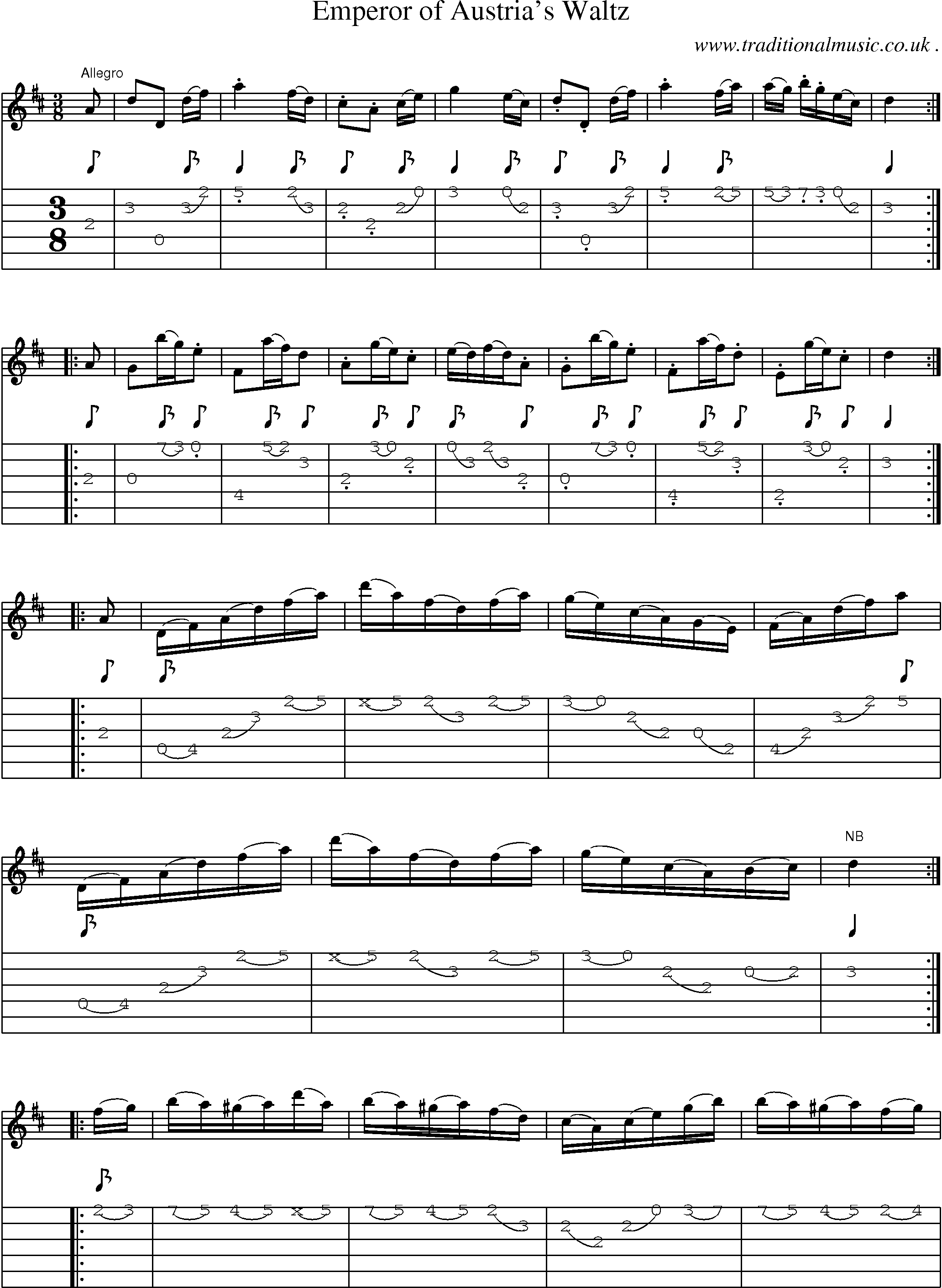 Sheet-Music and Guitar Tabs for Emperor Of Austrias Waltz