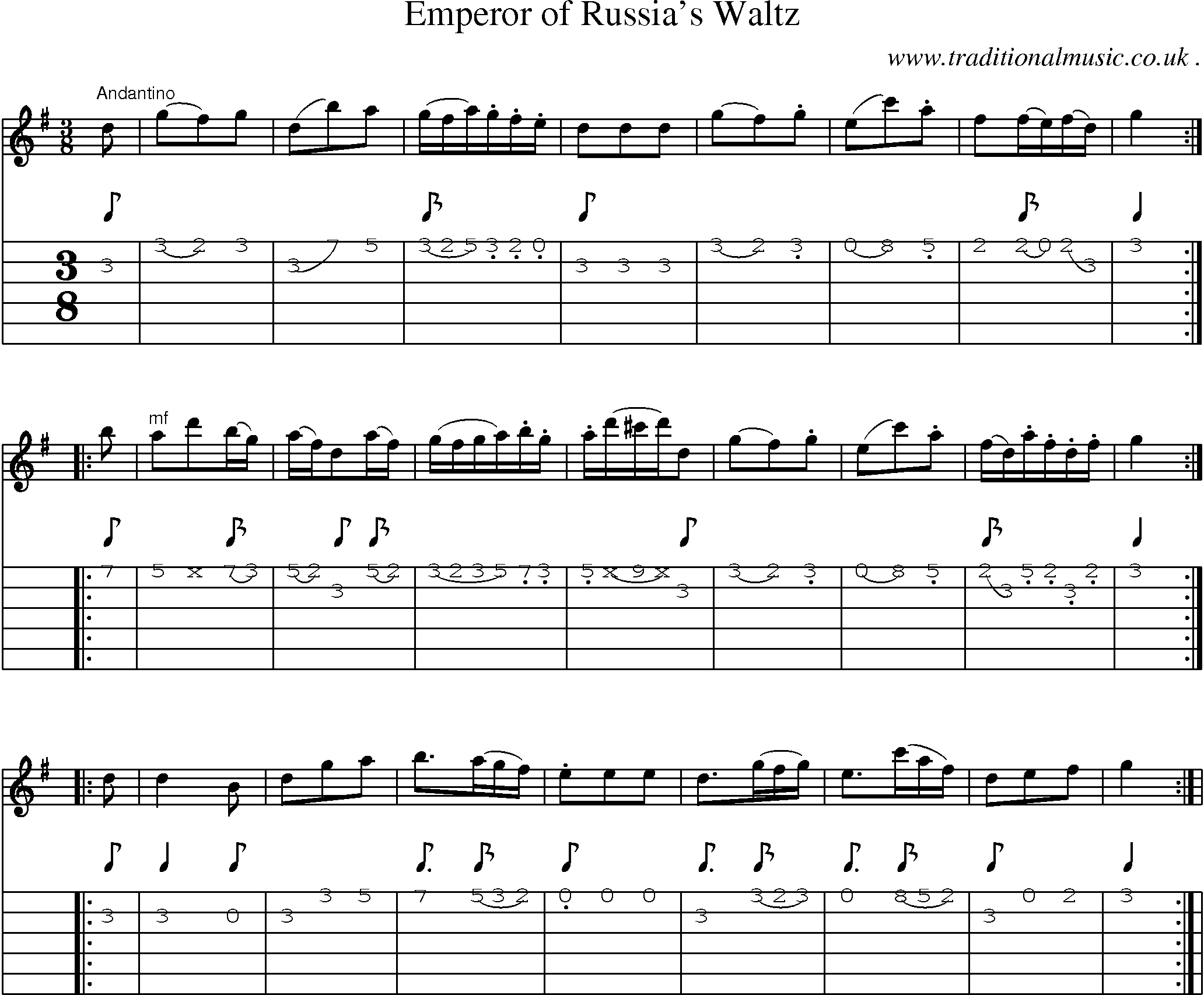 Sheet-Music and Guitar Tabs for Emperor Of Russias Waltz