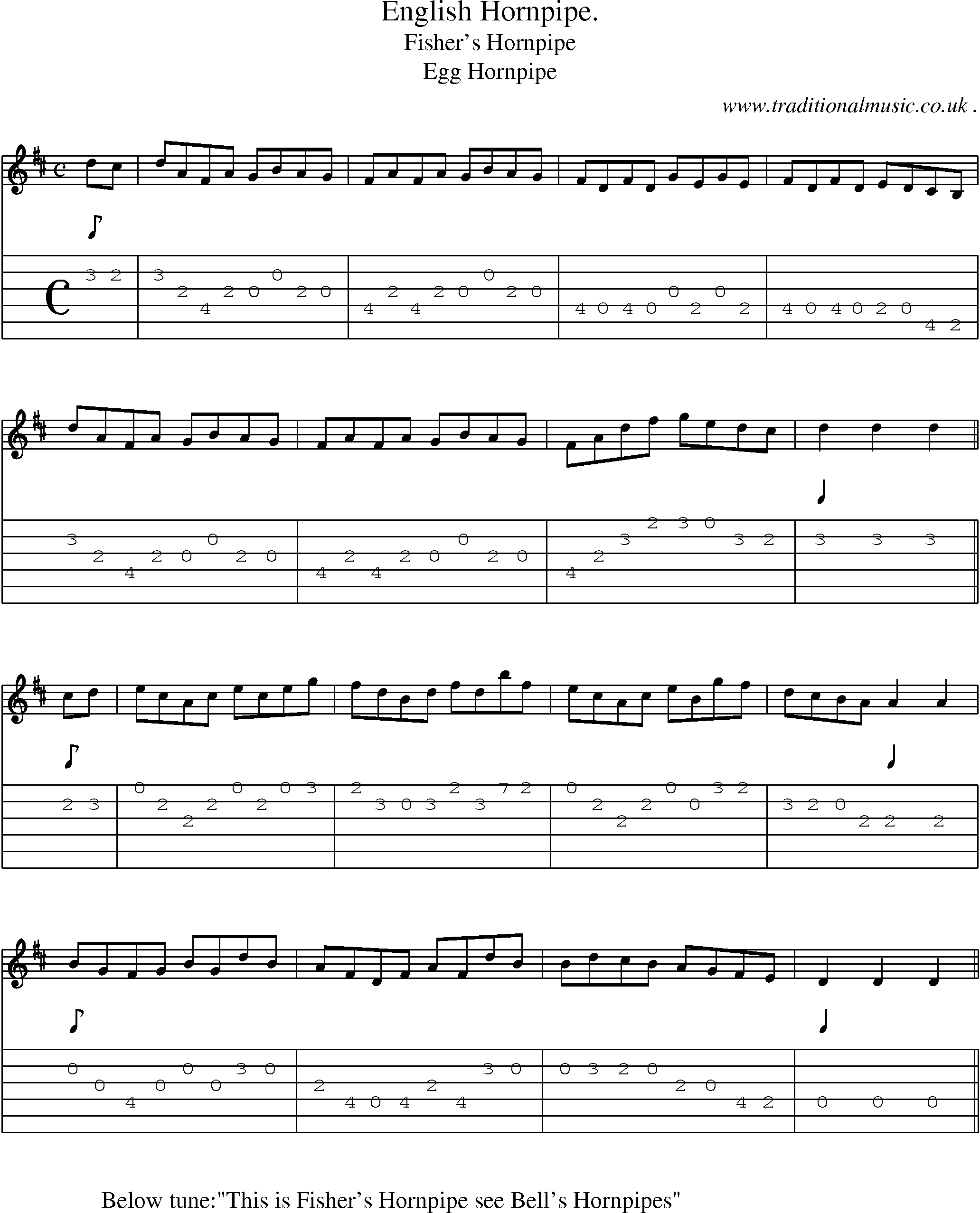 Sheet-Music and Guitar Tabs for English Hornpipe