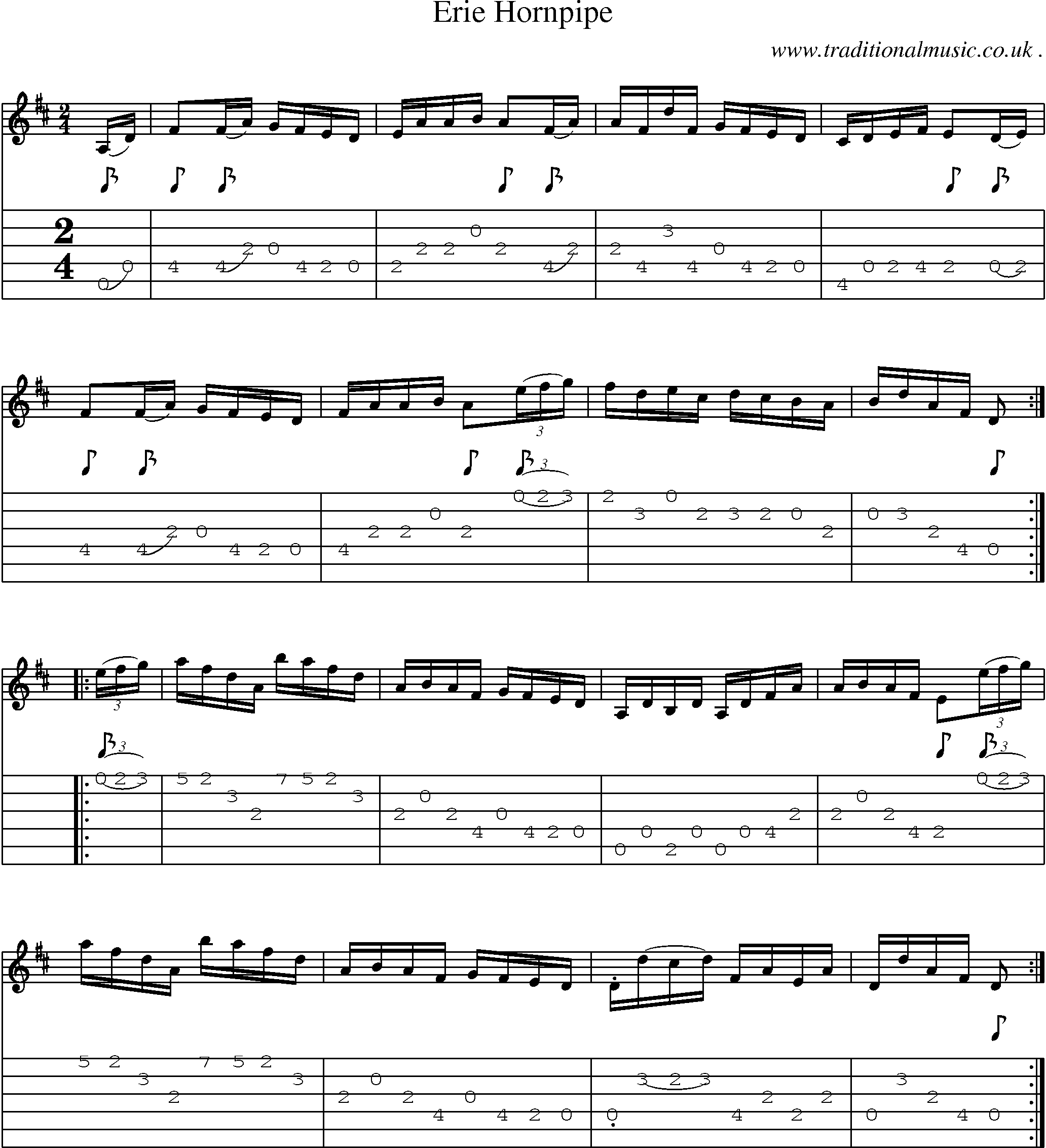 Sheet-Music and Guitar Tabs for Erie Hornpipe