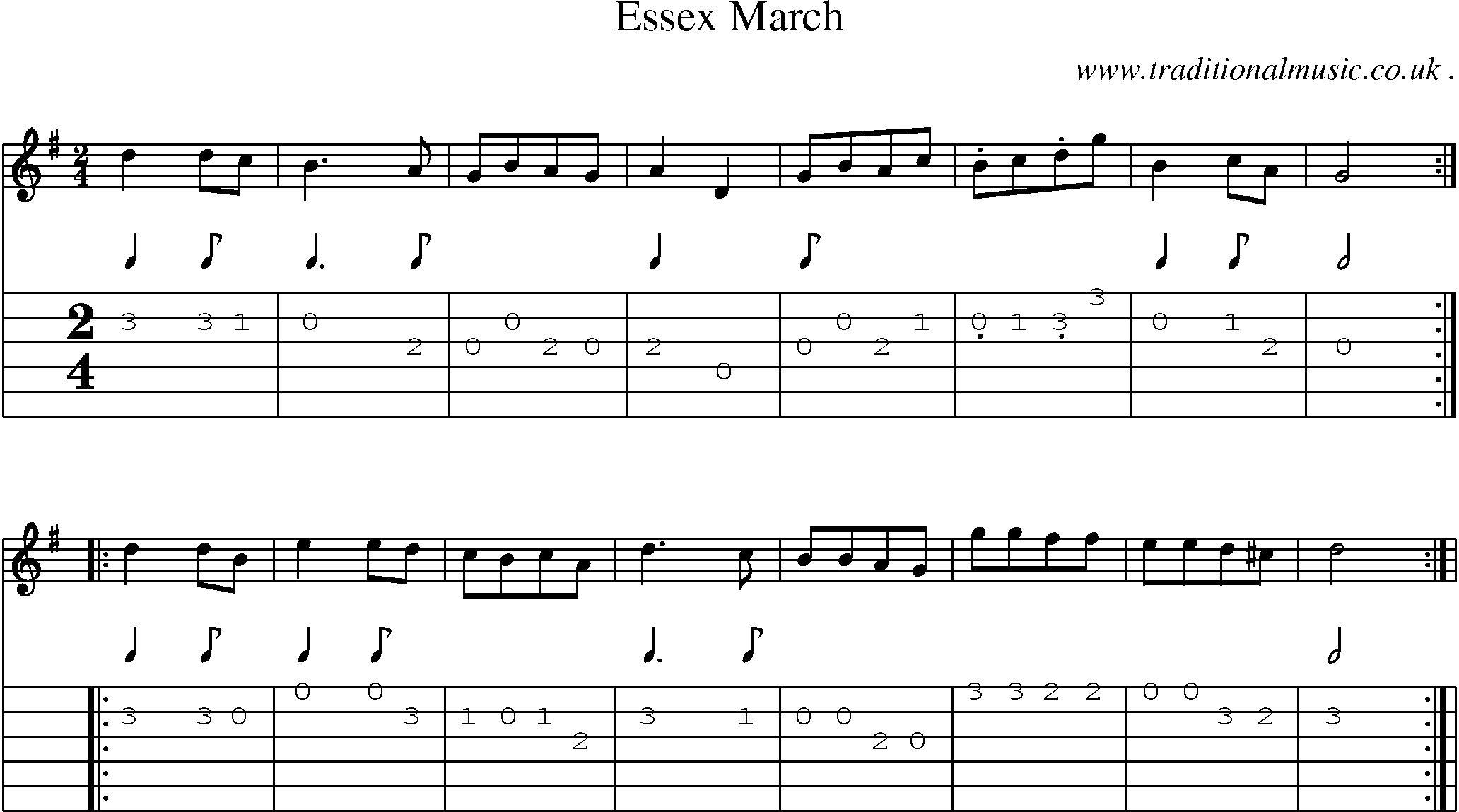 Sheet-Music and Guitar Tabs for Essex March