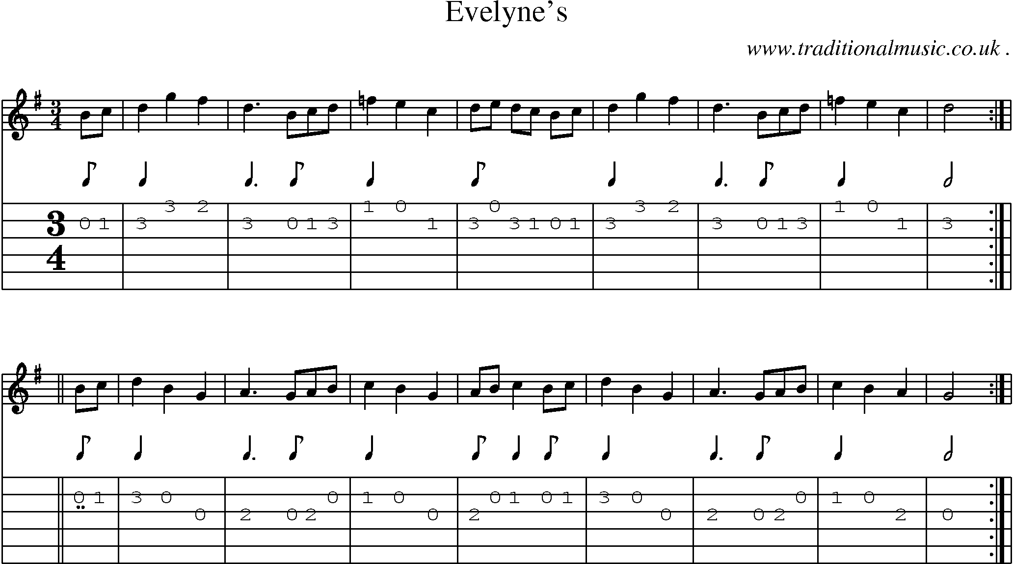 Sheet-Music and Guitar Tabs for Evelynes