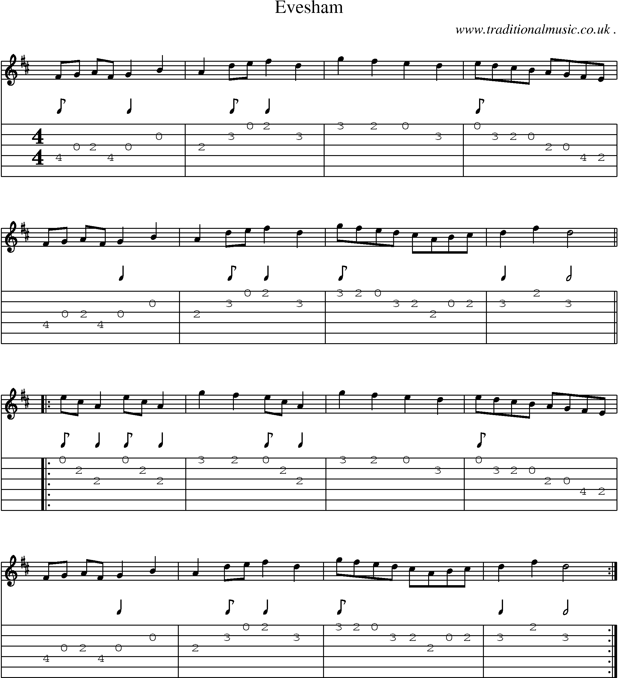 Sheet-Music and Guitar Tabs for Evesham