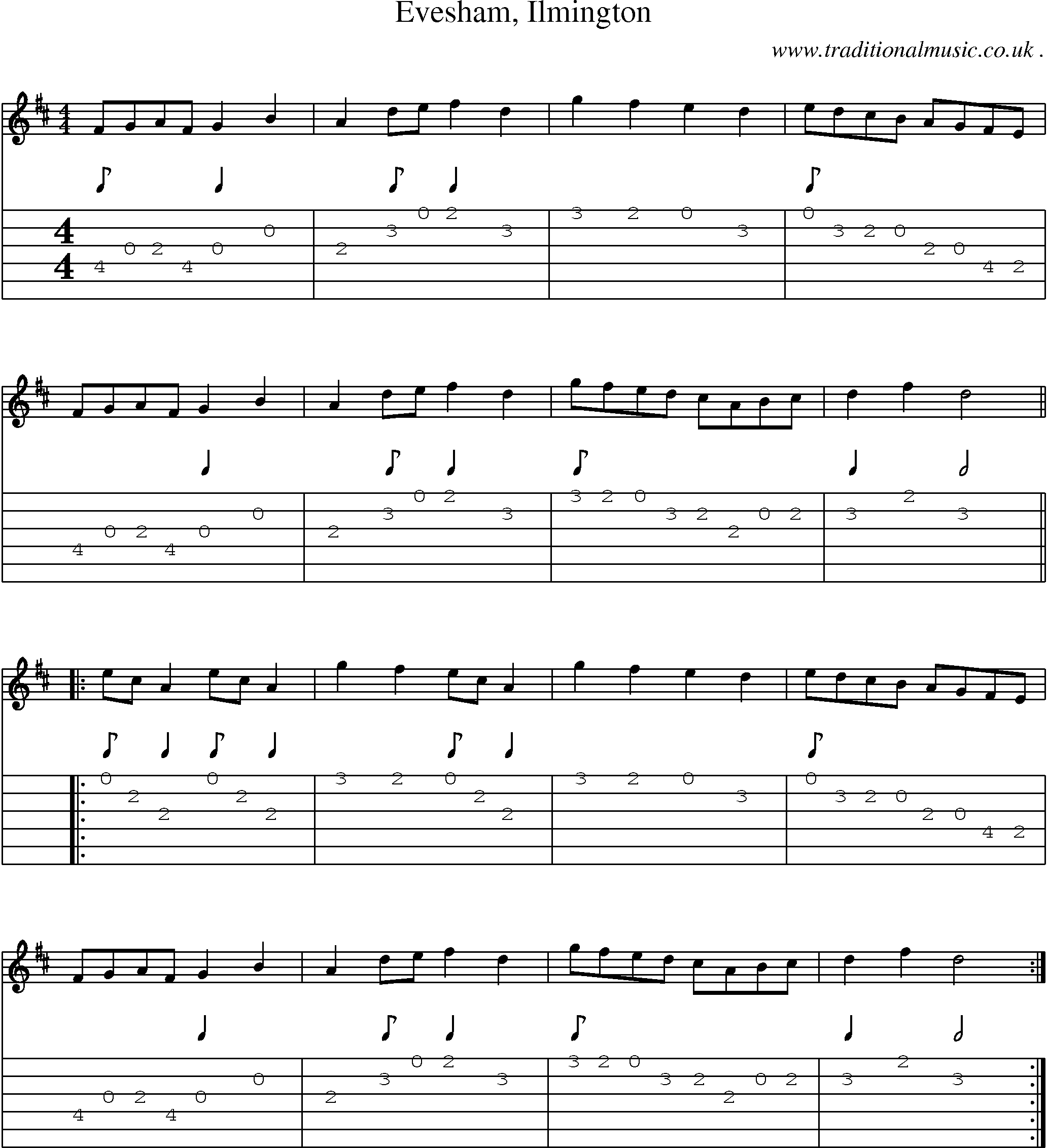 Sheet-Music and Guitar Tabs for Evesham Ilmington