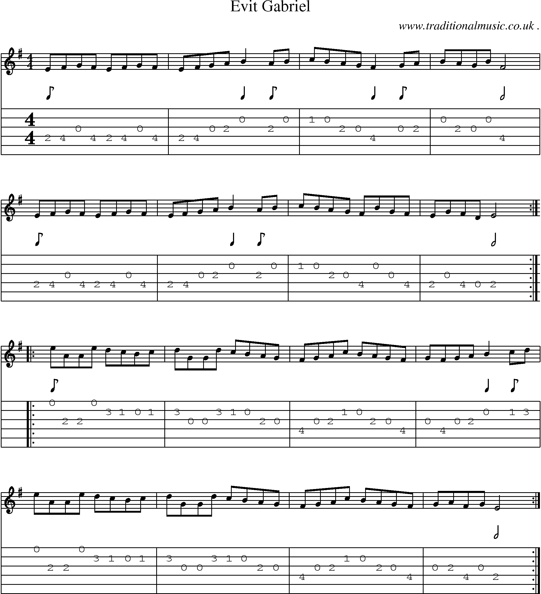 Sheet-Music and Guitar Tabs for Evit Gabriel