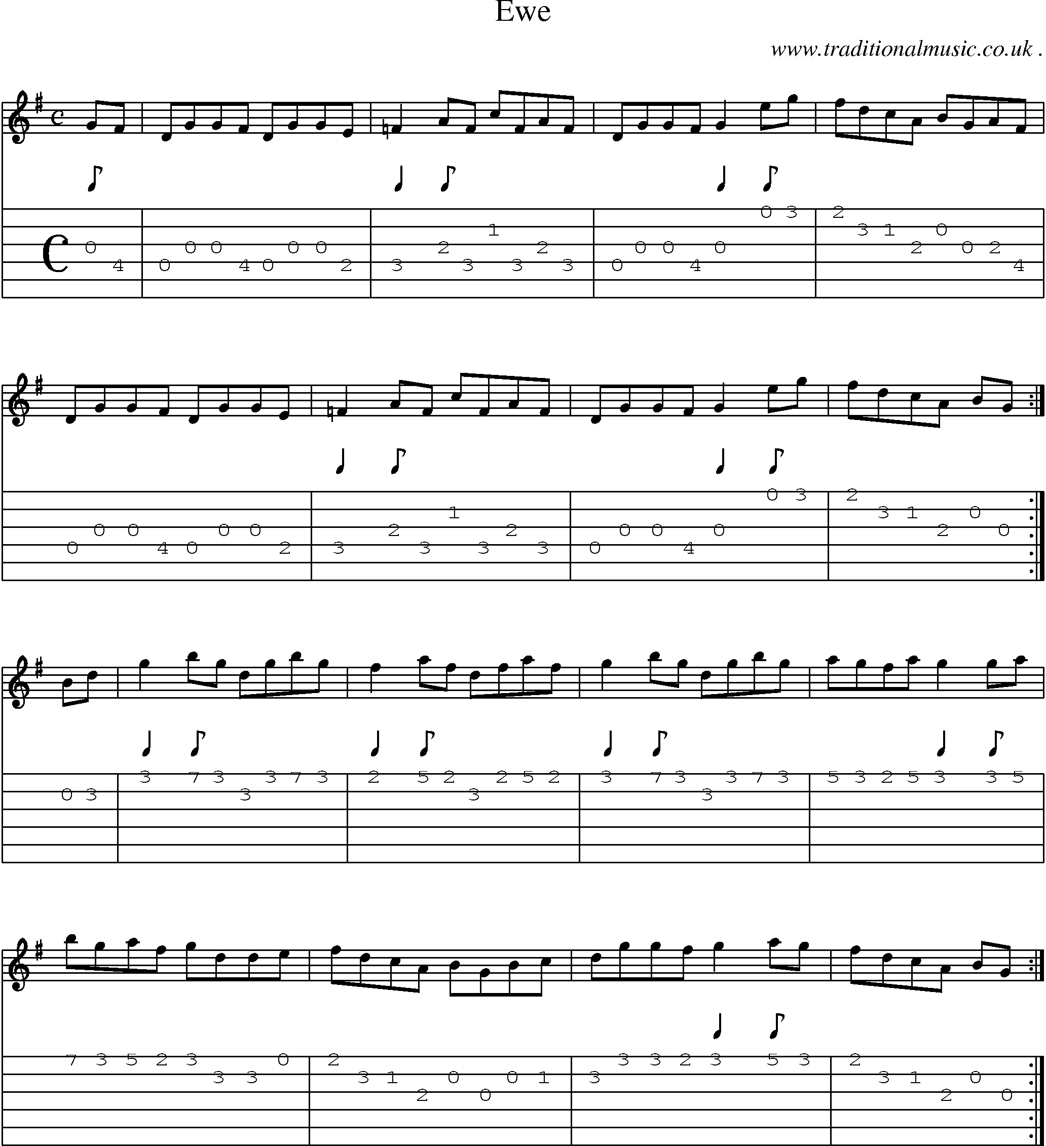 Sheet-Music and Guitar Tabs for Ewe