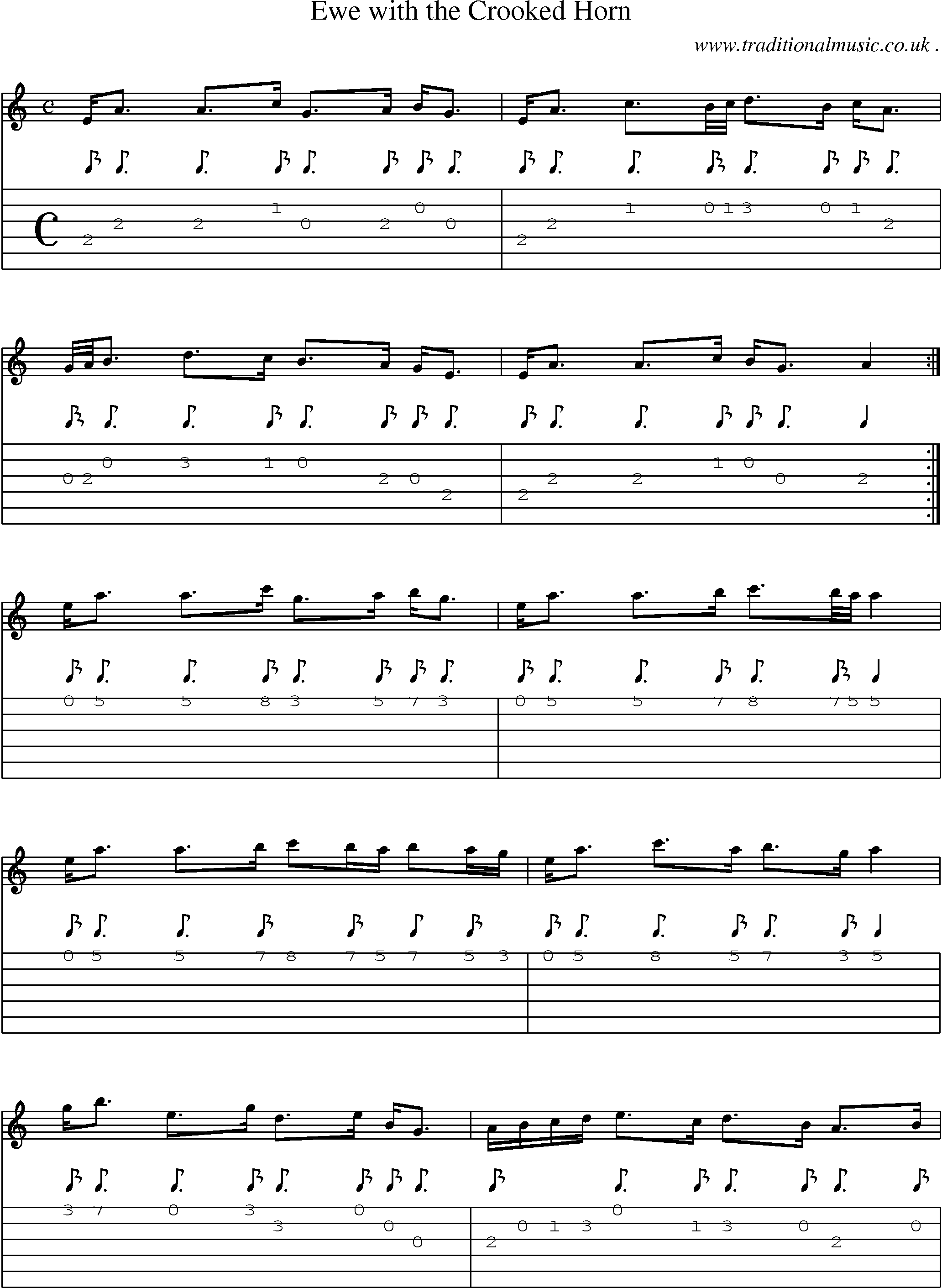 Sheet-Music and Guitar Tabs for Ewe With The Crooked Horn