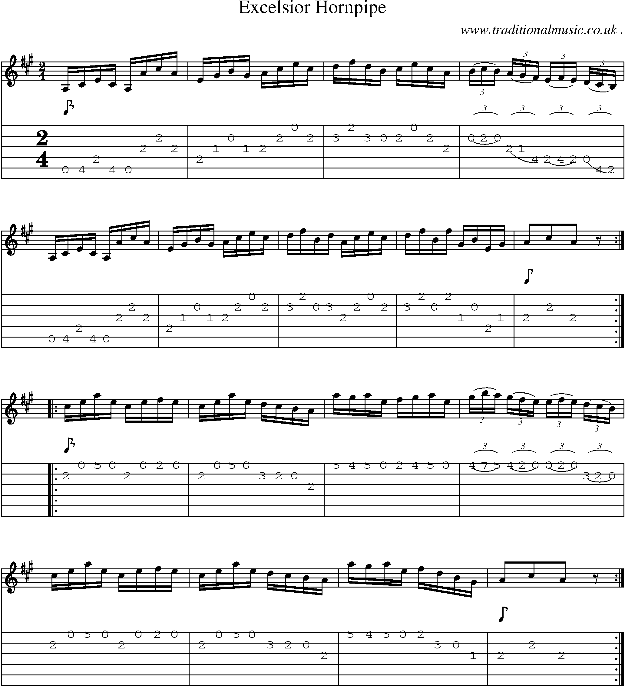 Sheet-Music and Guitar Tabs for Excelsior Hornpipe