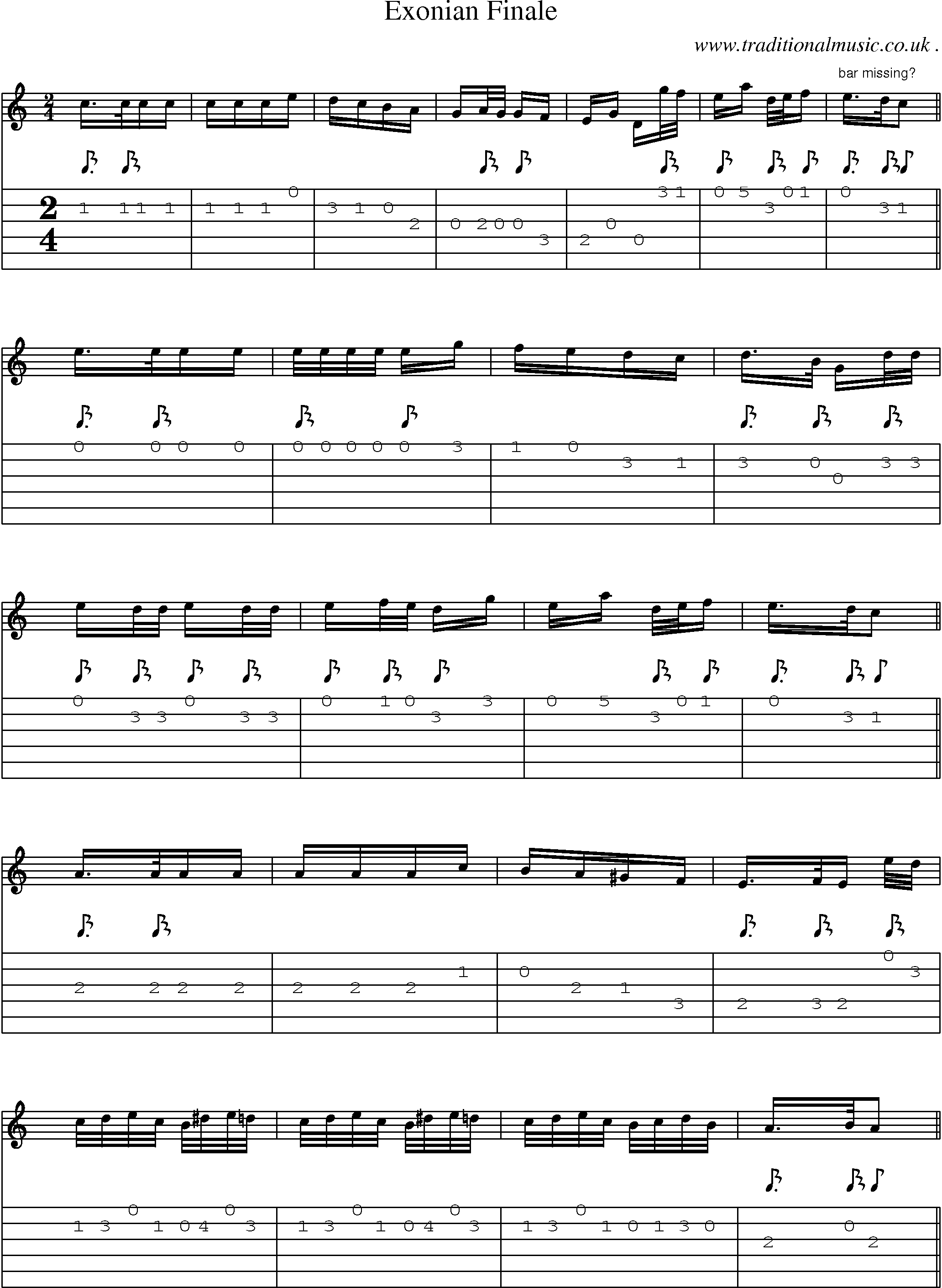 Sheet-Music and Guitar Tabs for Exonian Finale