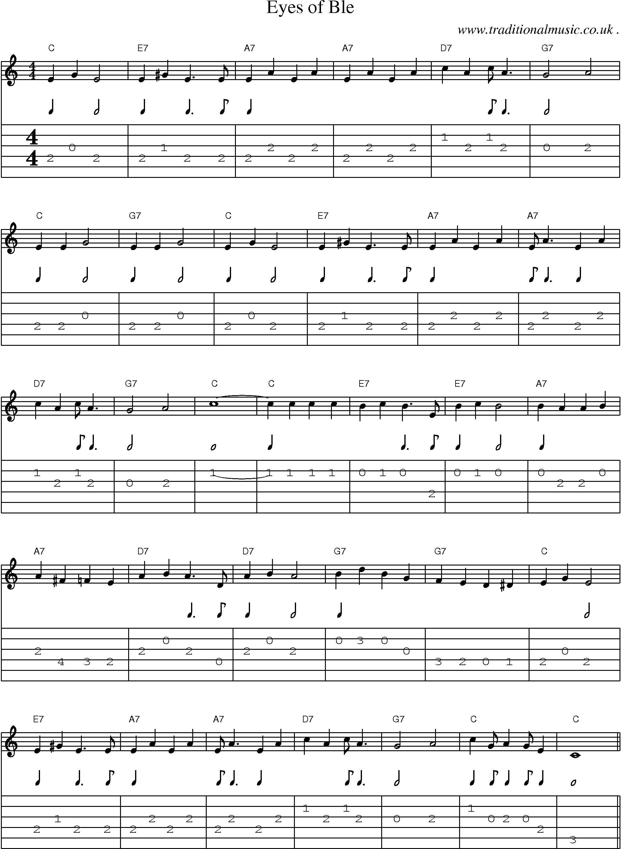 Sheet-Music and Guitar Tabs for Eyes Of Ble