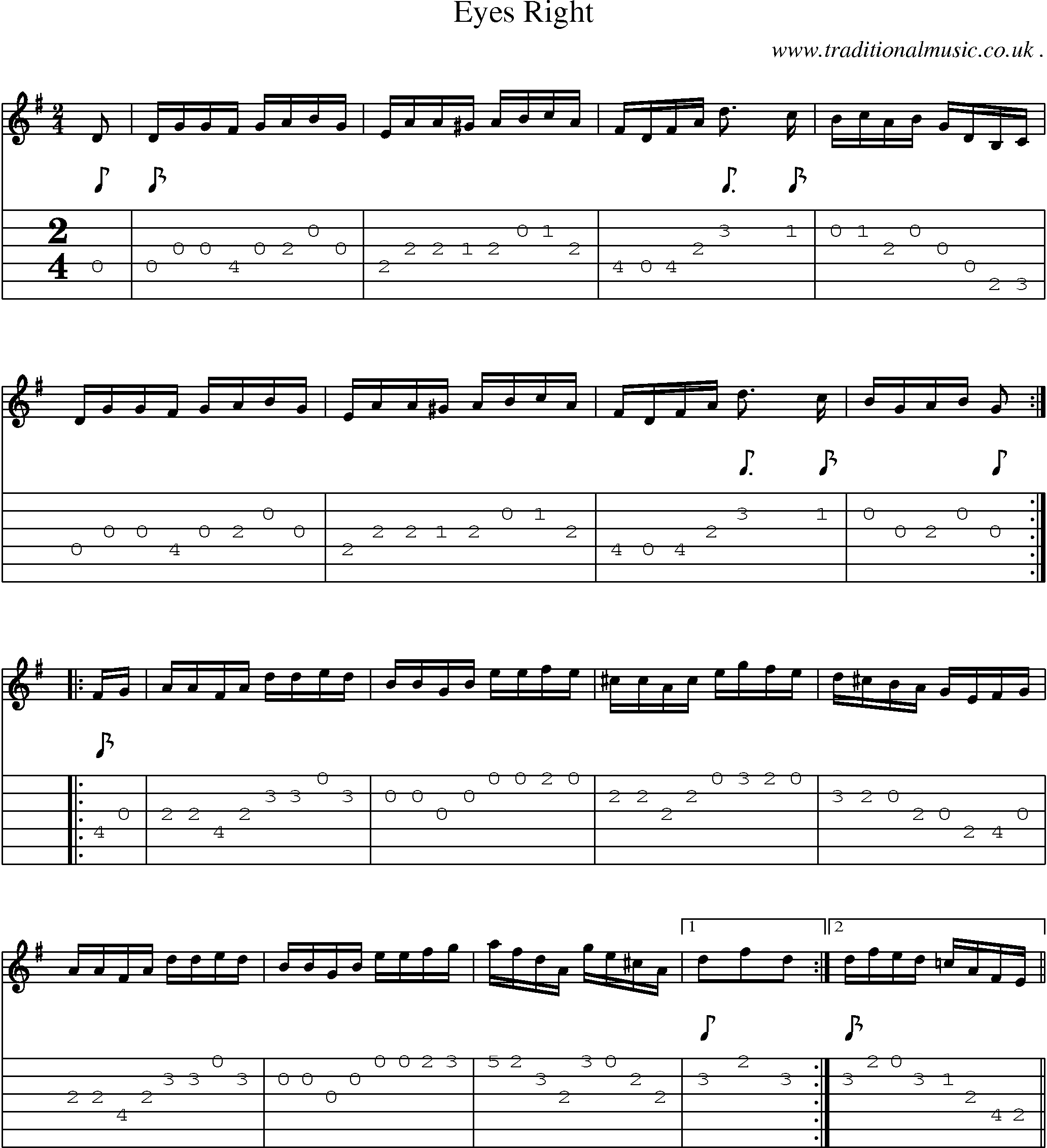 Sheet-Music and Guitar Tabs for Eyes Right