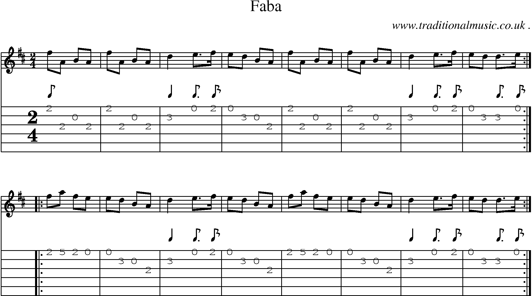 Sheet-Music and Guitar Tabs for Faba