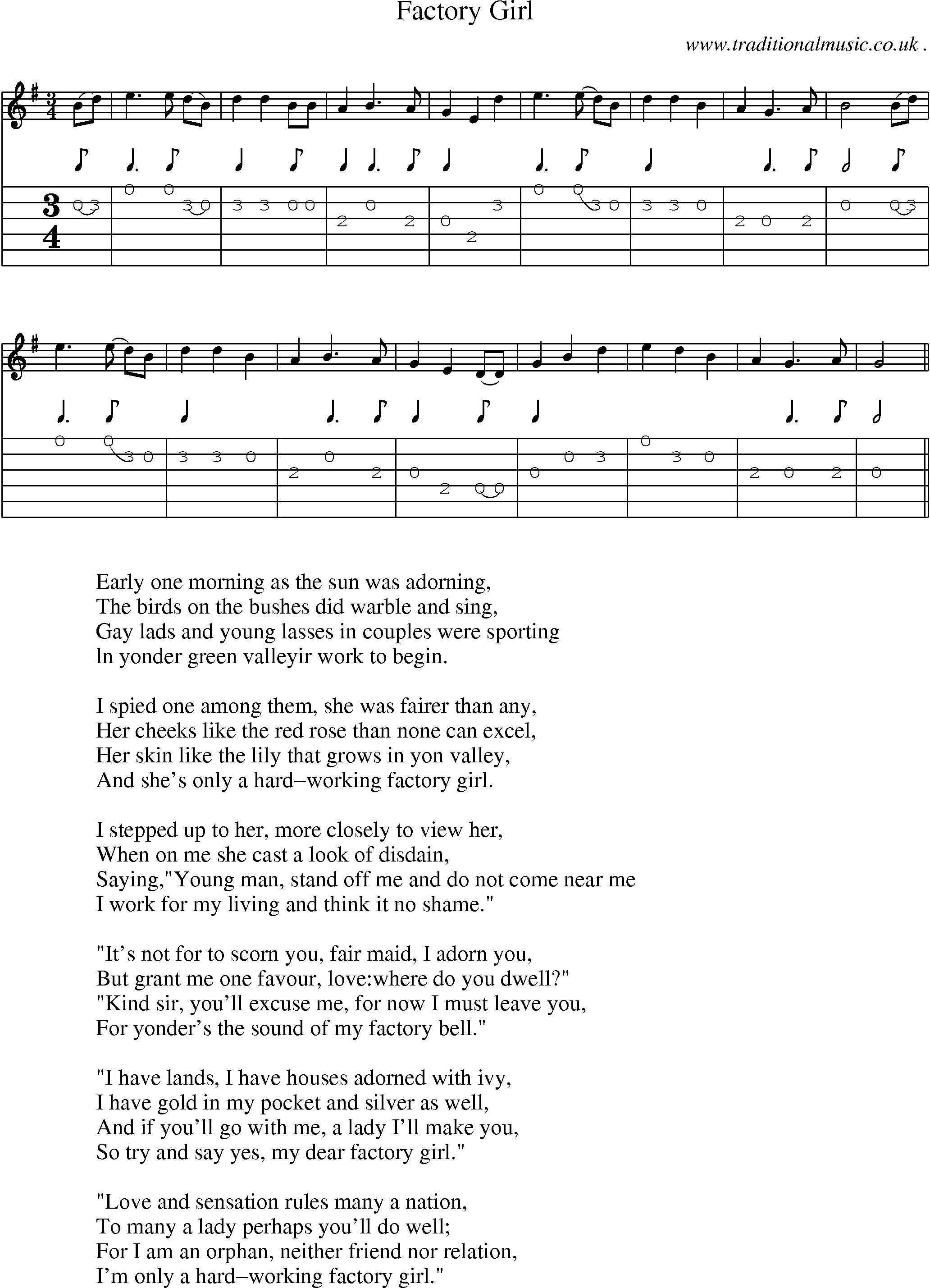 Sheet-Music and Guitar Tabs for Factory Girl