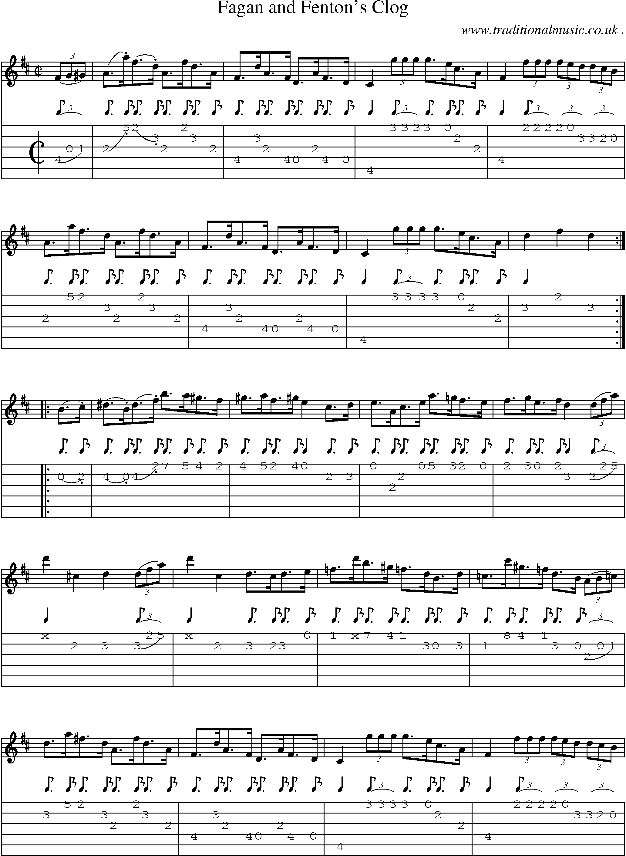Sheet-Music and Guitar Tabs for Fagan And Fentons Clog
