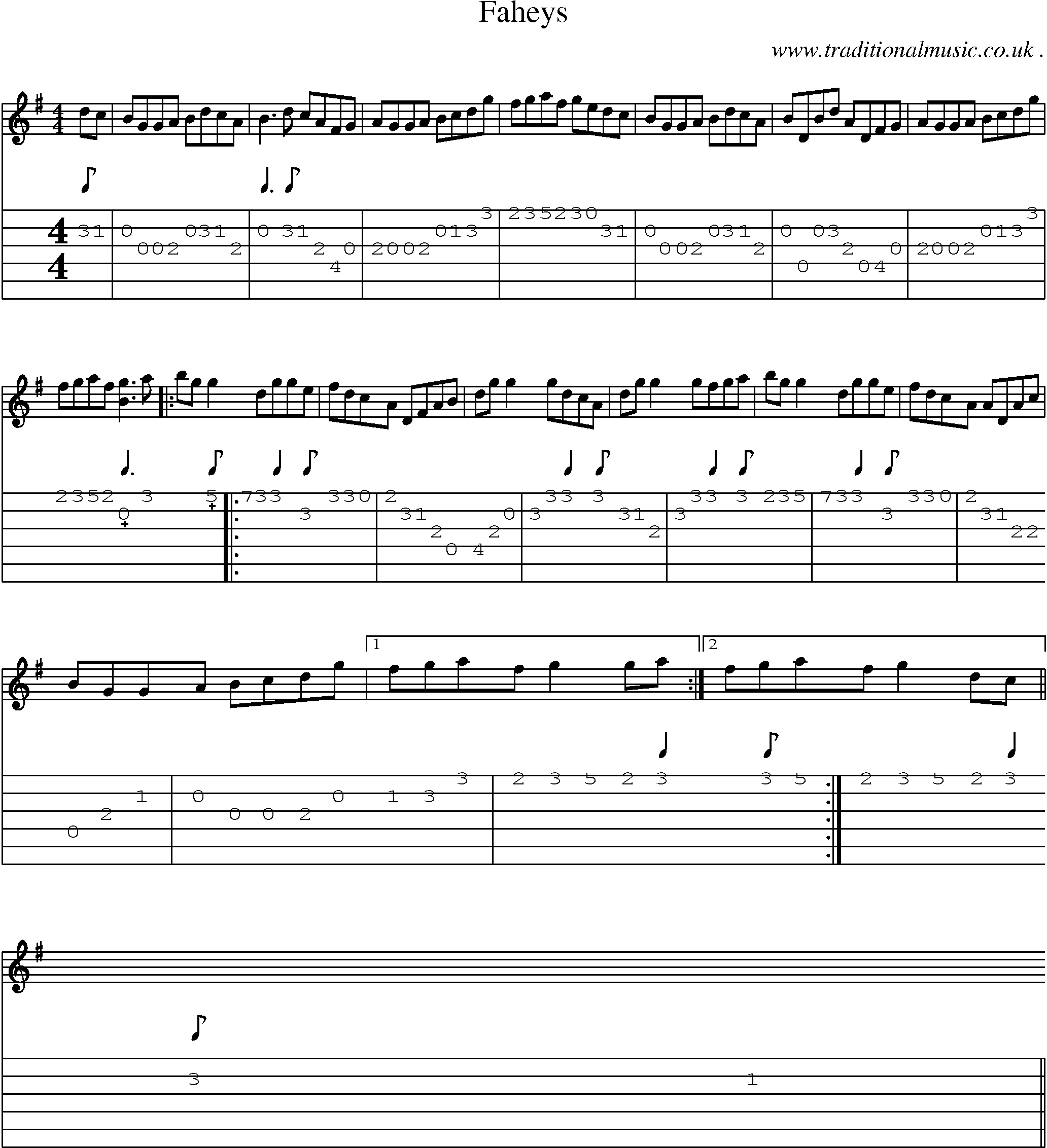 Sheet-Music and Guitar Tabs for Faheys