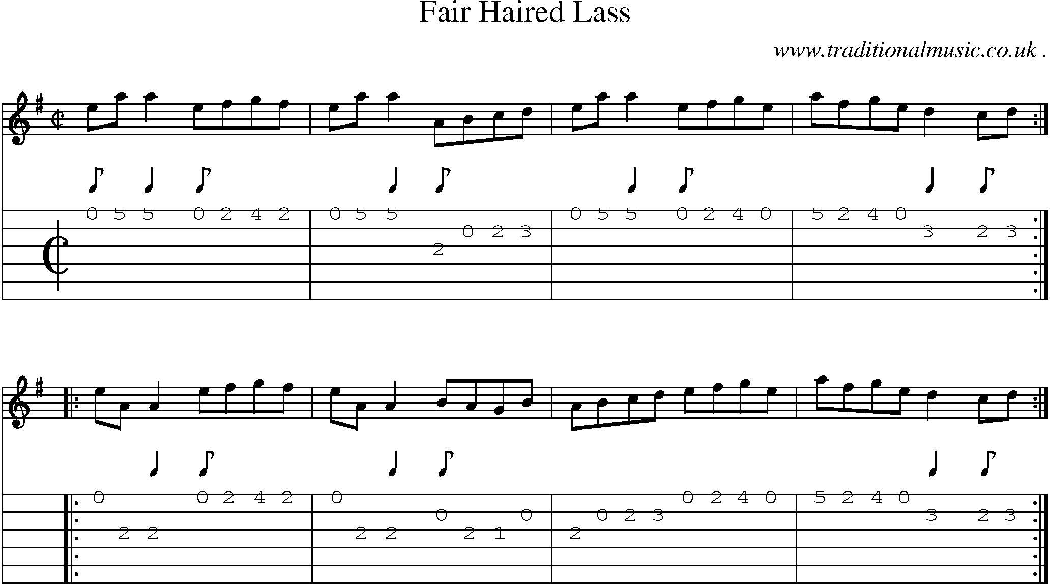 Sheet-Music and Guitar Tabs for Fair Haired Lass
