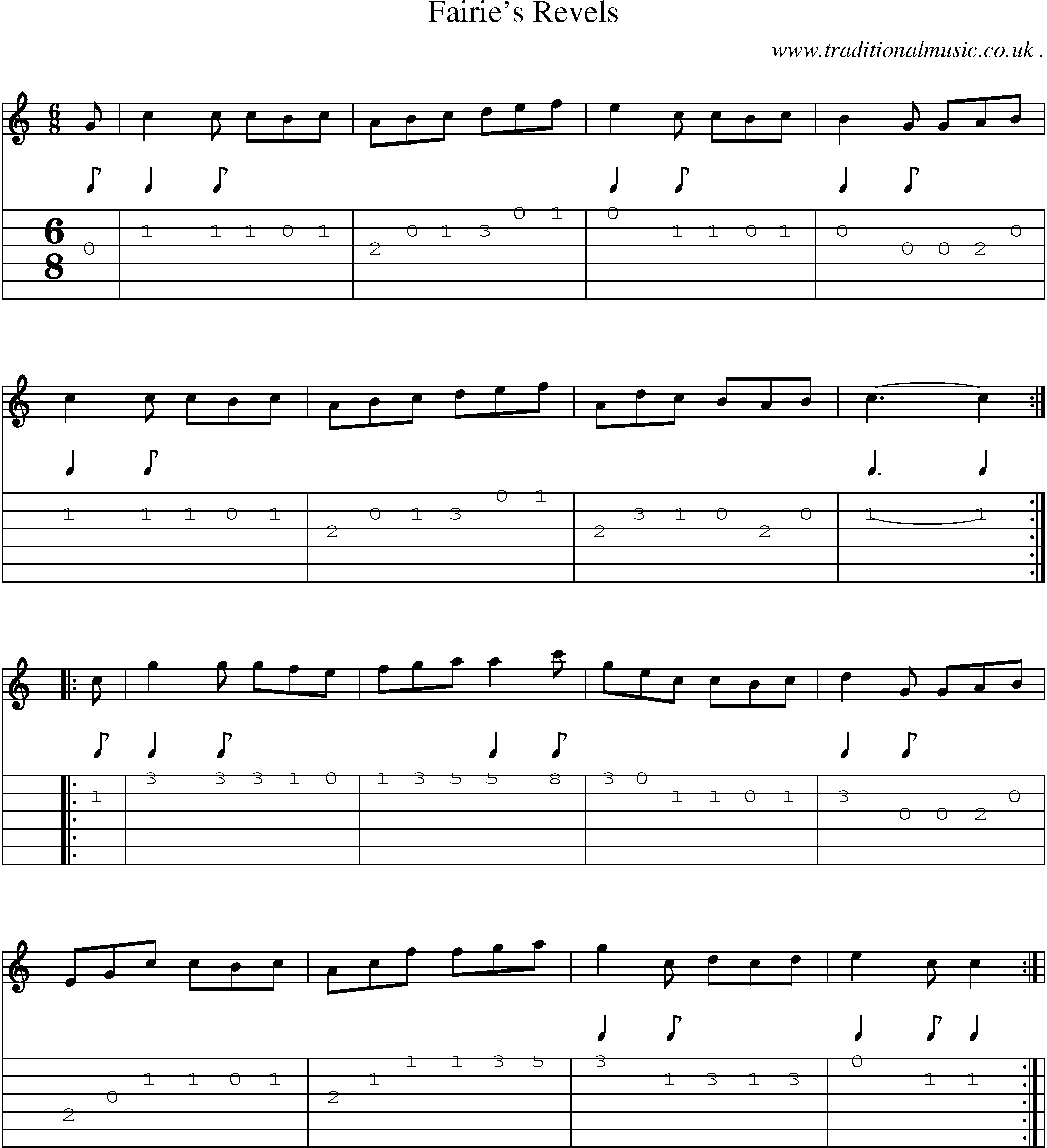Sheet-Music and Guitar Tabs for Fairies Revels
