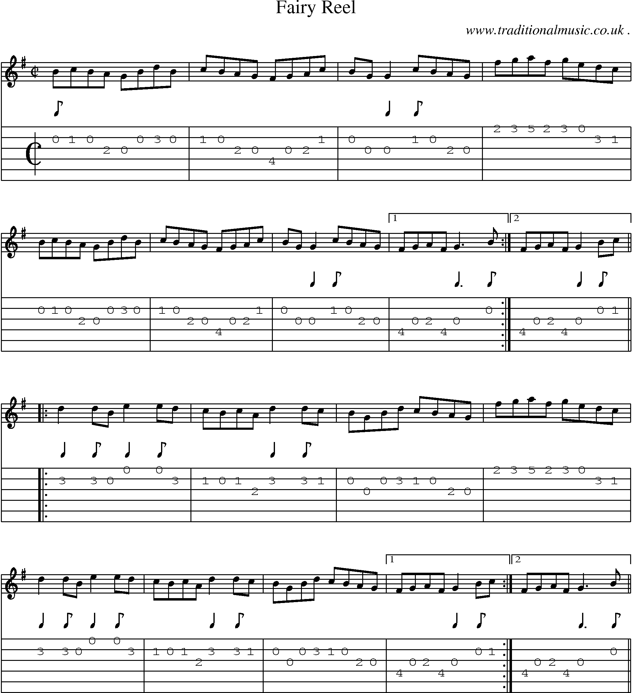 Sheet-Music and Guitar Tabs for Fairy Reel