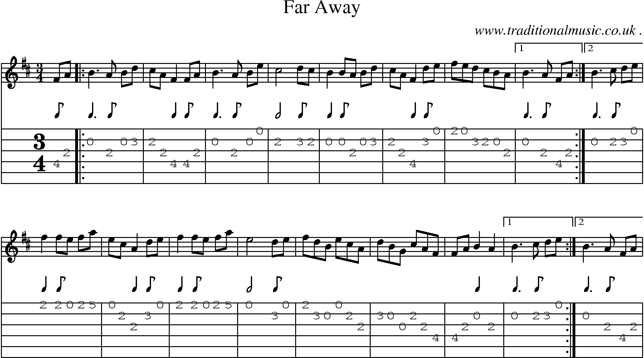 Sheet-Music and Guitar Tabs for Far Away