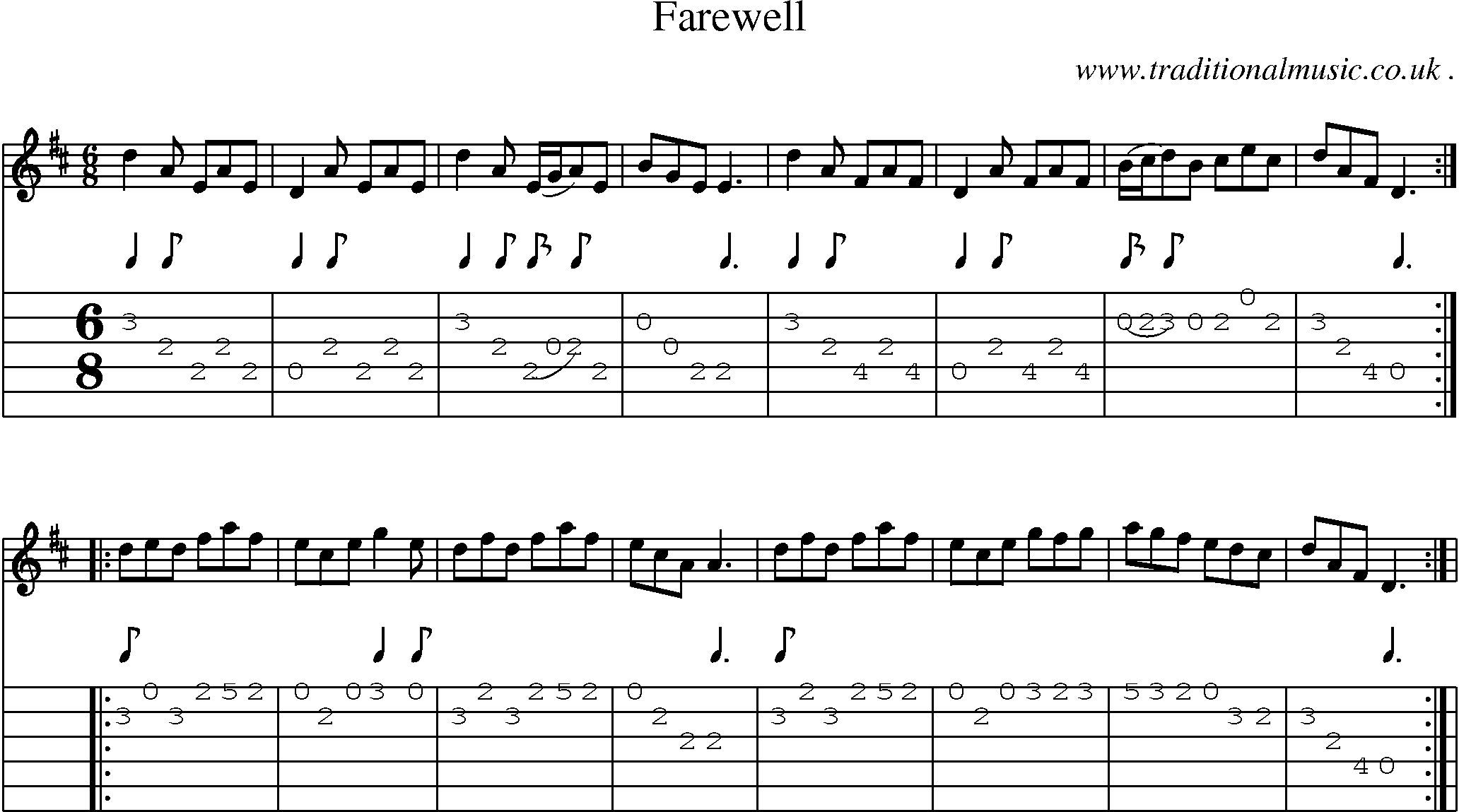 Sheet-Music and Guitar Tabs for Farewell