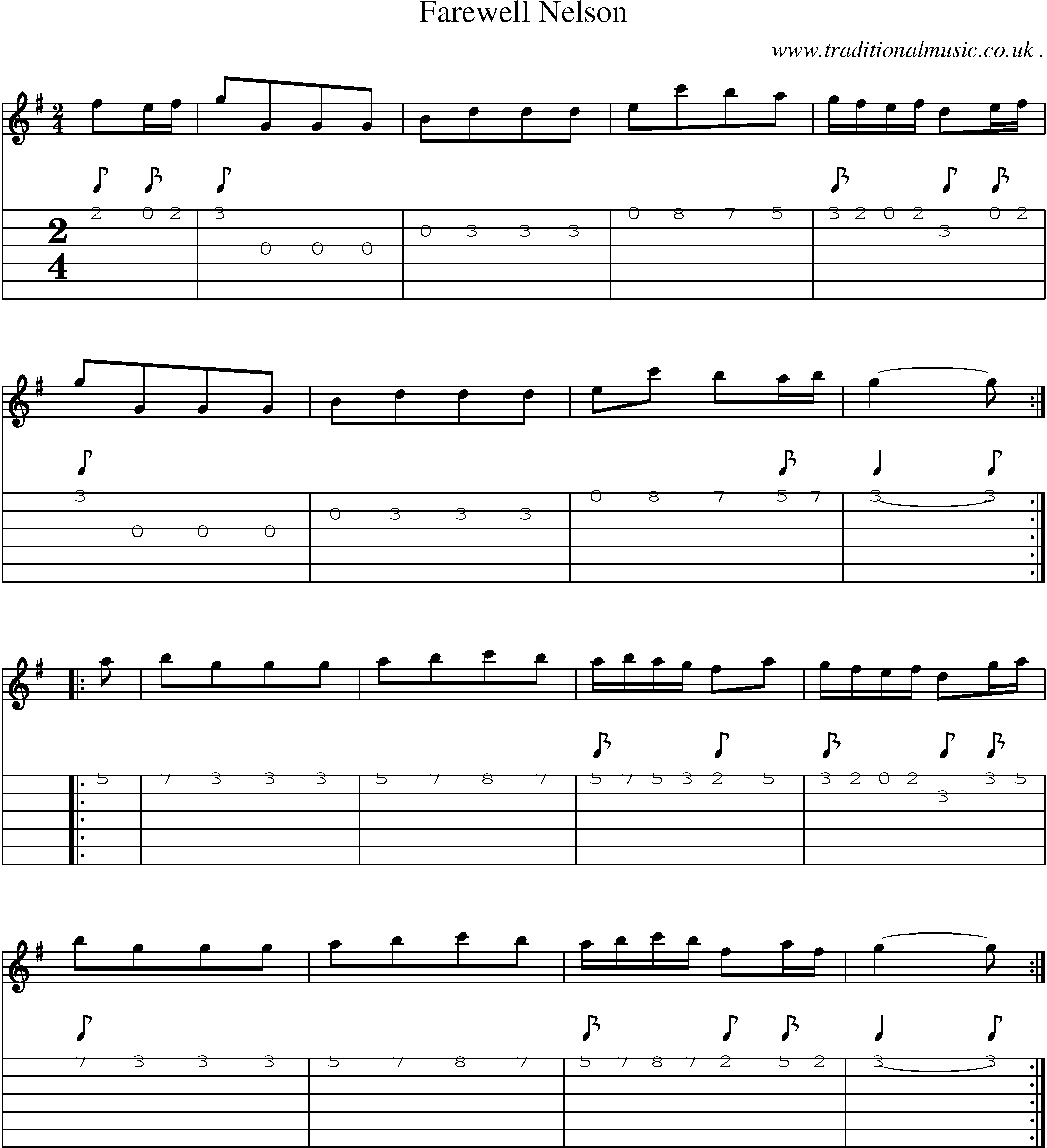 Sheet-Music and Guitar Tabs for Farewell Nelson