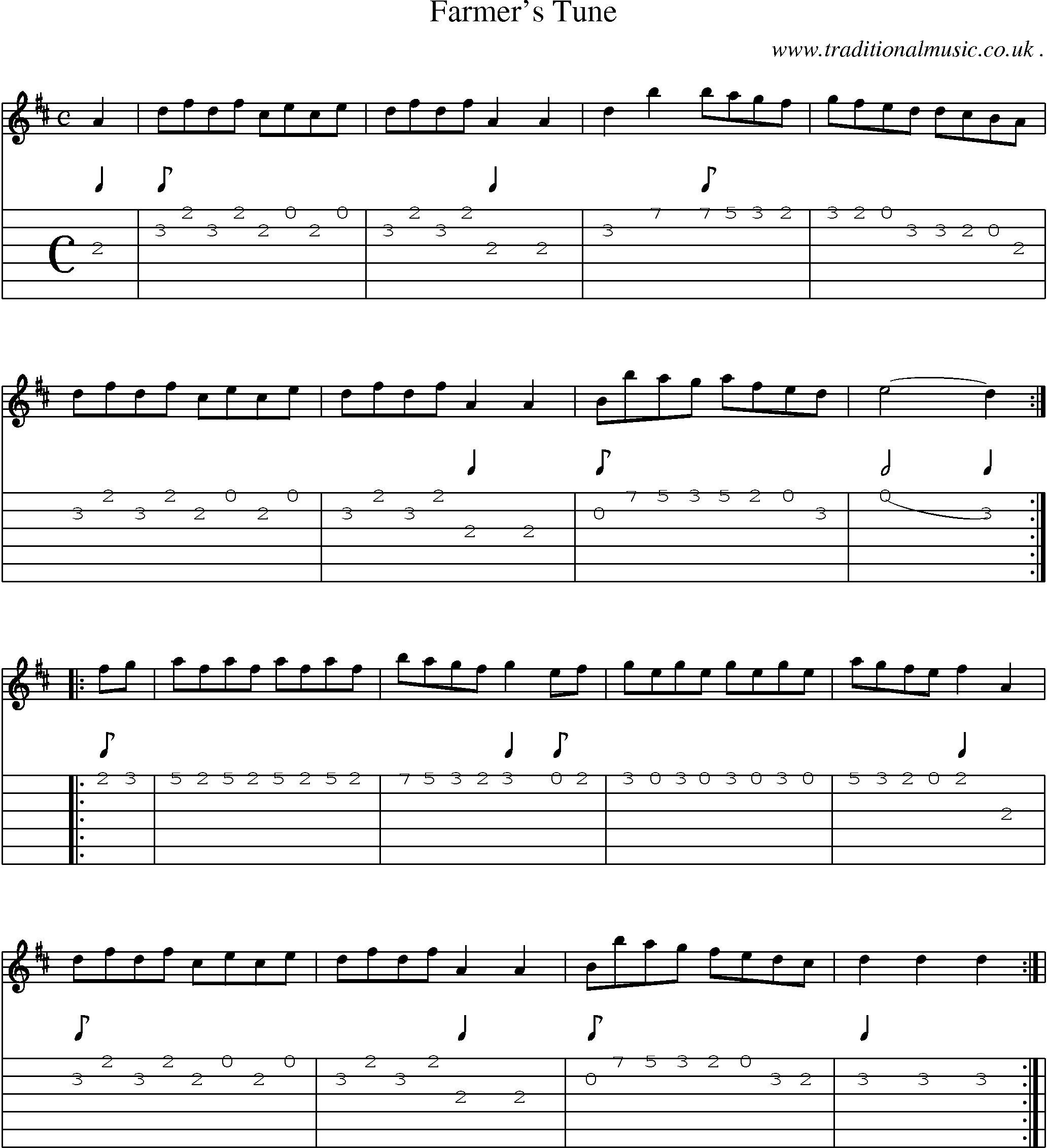 Sheet-Music and Guitar Tabs for Farmers Tune