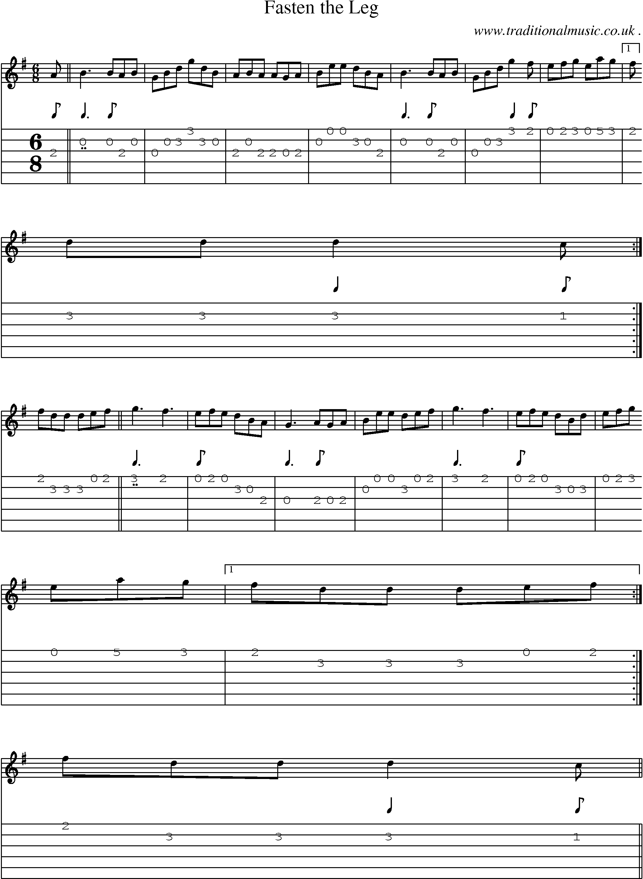 Sheet-Music and Guitar Tabs for Fasten The Leg