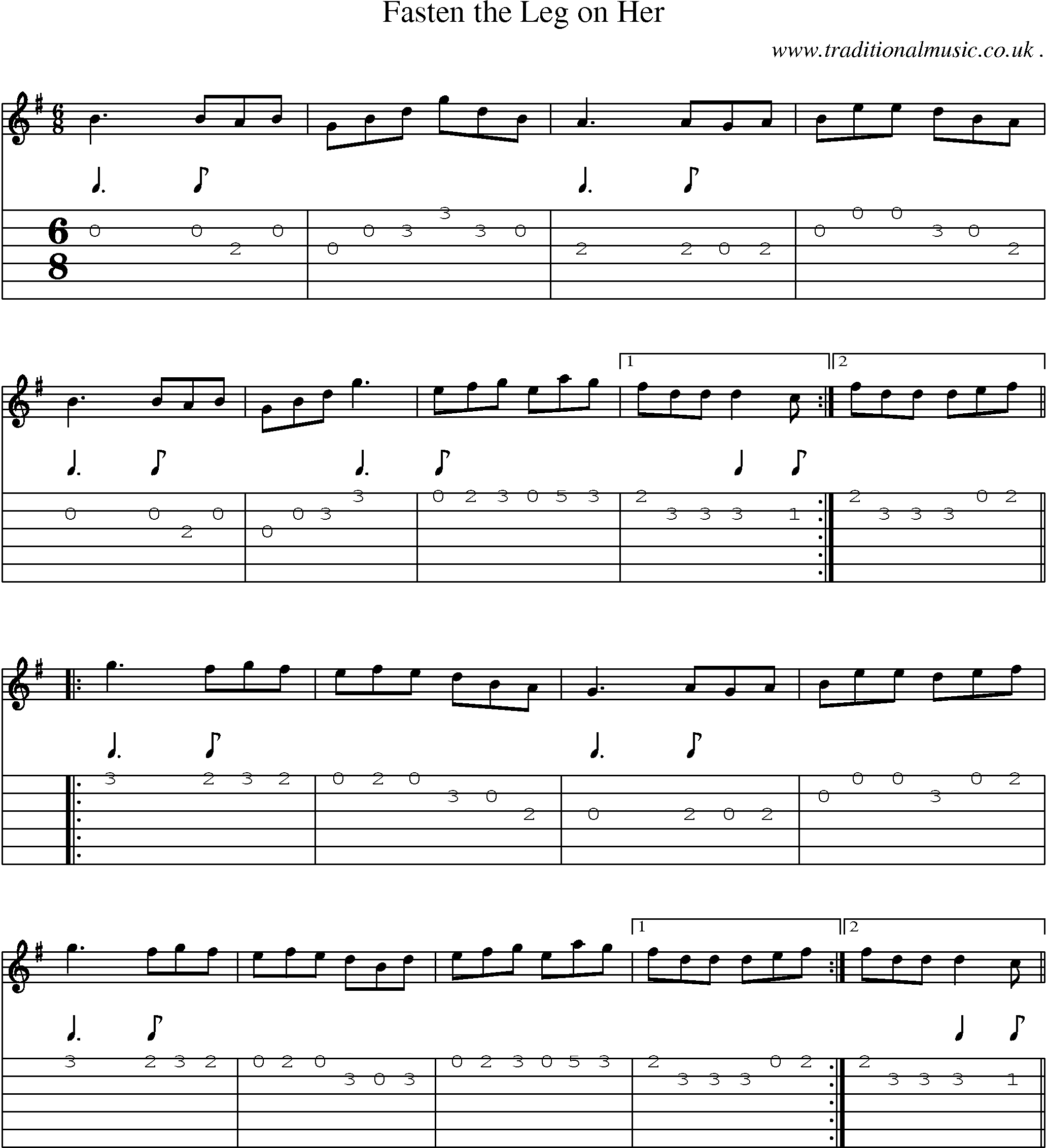 Sheet-Music and Guitar Tabs for Fasten The Leg On Her