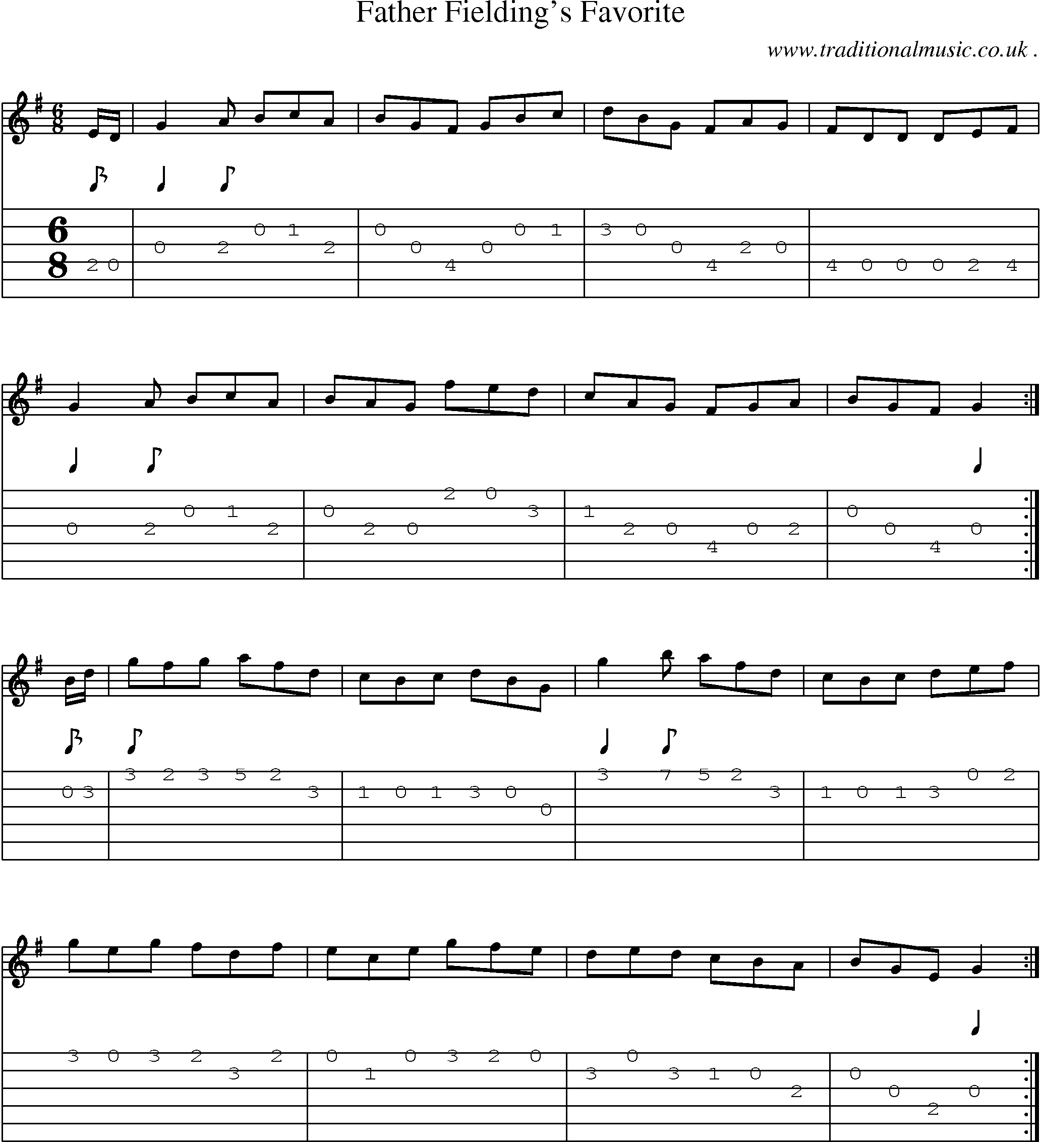 Sheet-Music and Guitar Tabs for Father Fieldings Favorite