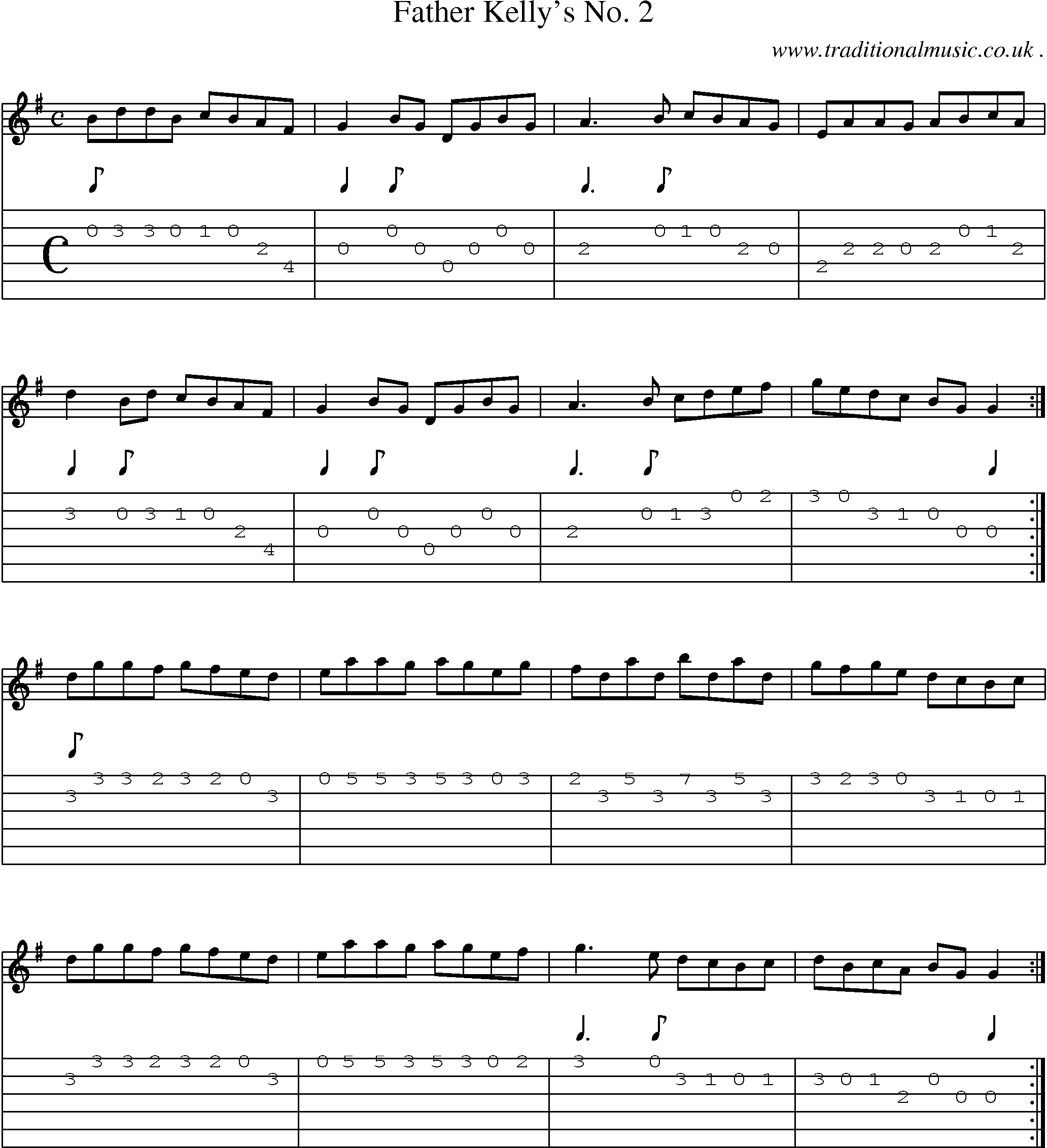 Sheet-Music and Guitar Tabs for Father Kellys No 2
