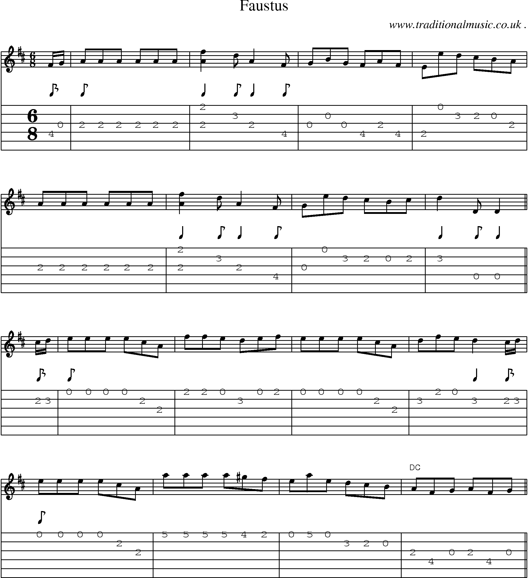 Sheet-Music and Guitar Tabs for Faustus