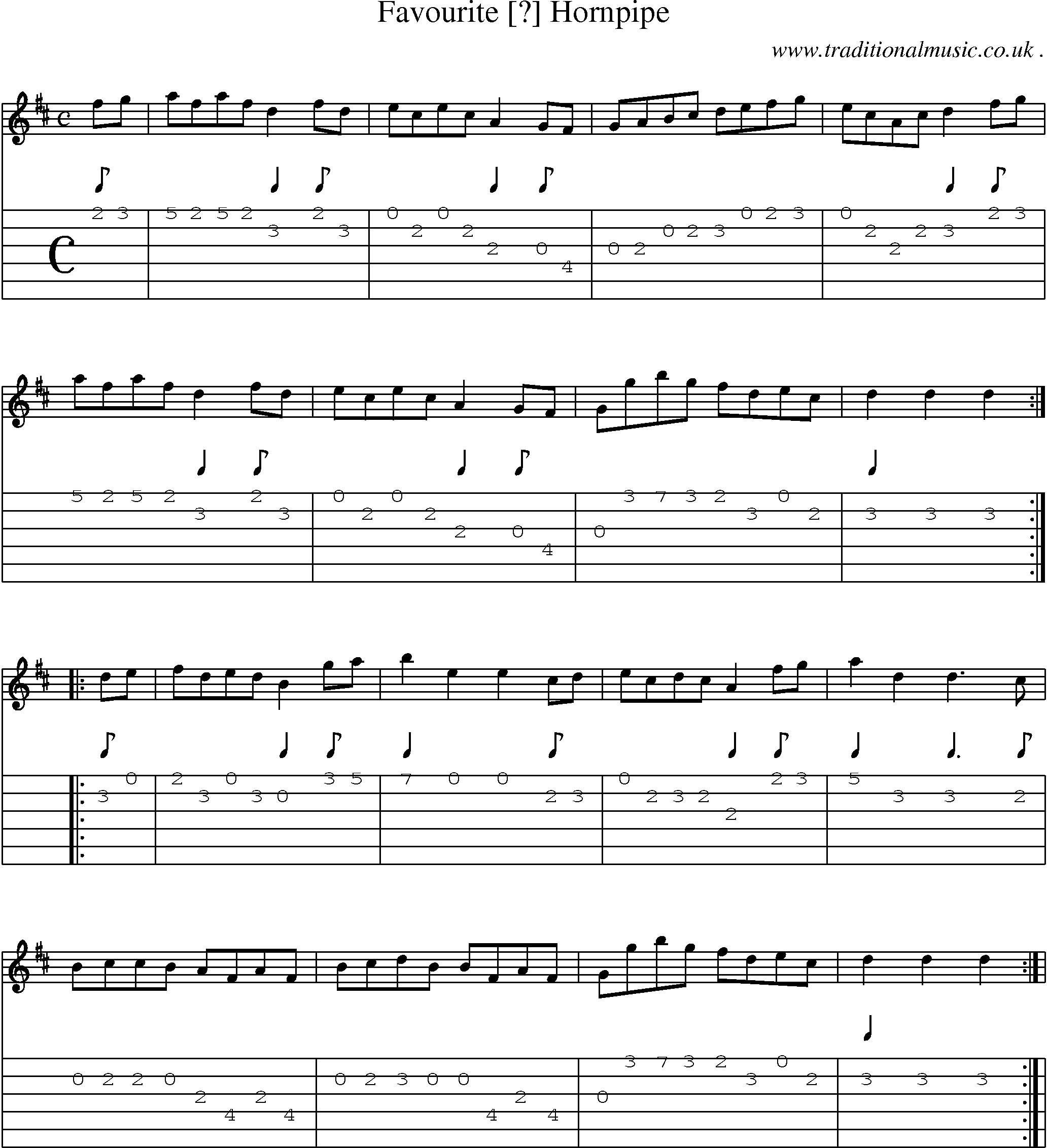 Sheet-Music and Guitar Tabs for Favourite  Hornpipe