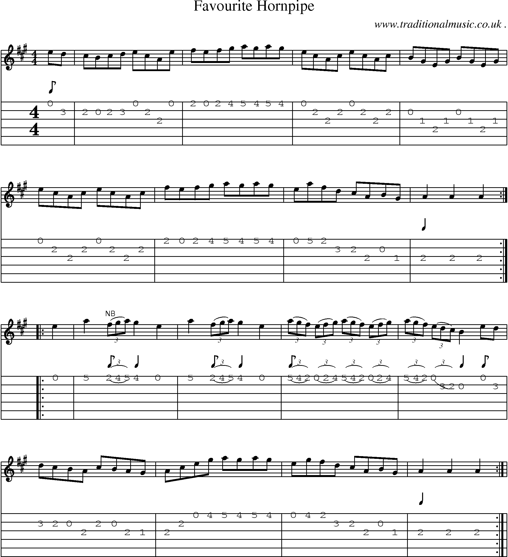 Sheet-Music and Guitar Tabs for Favourite Hornpipe