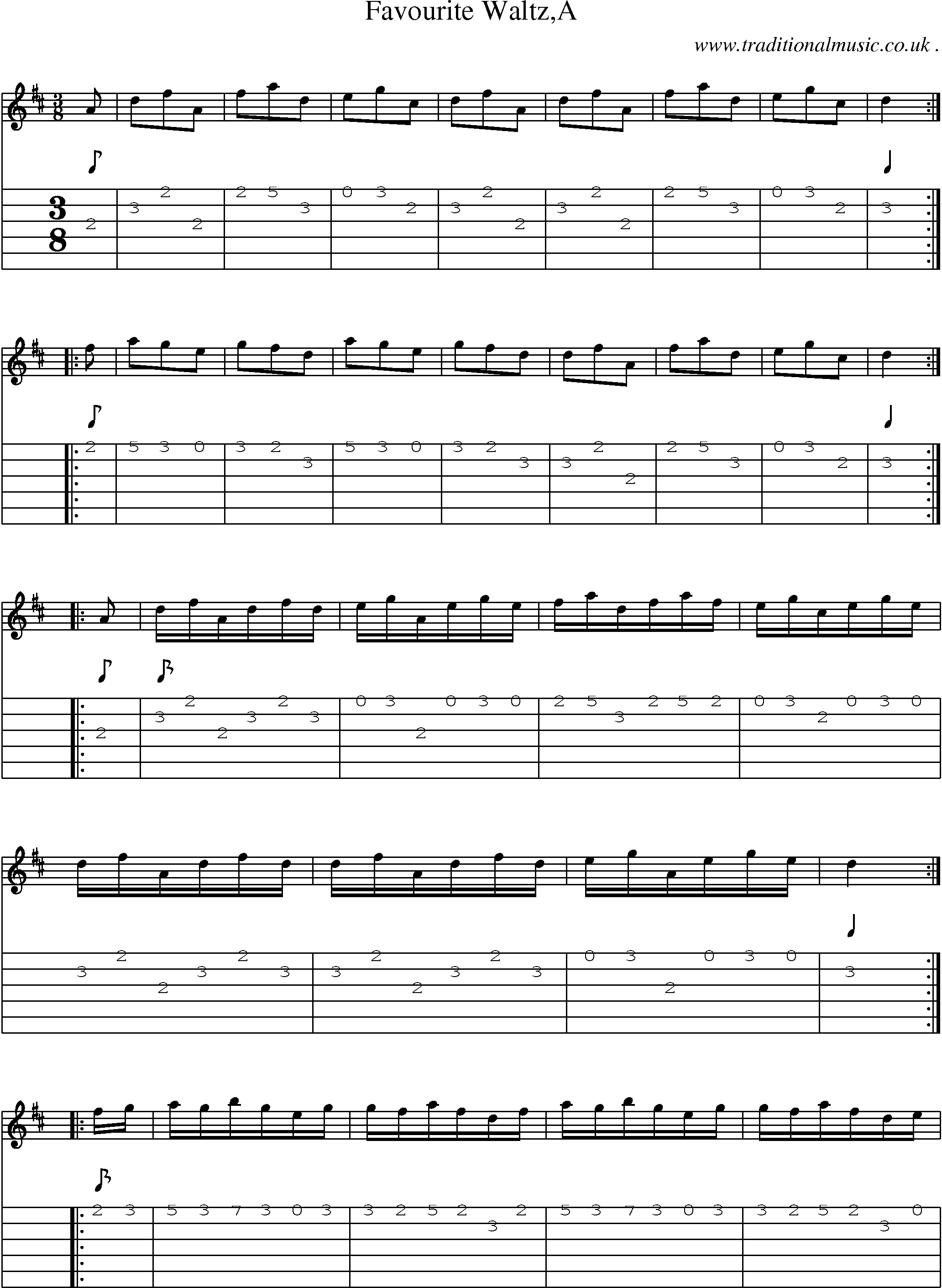Sheet-Music and Guitar Tabs for Favourite Waltza
