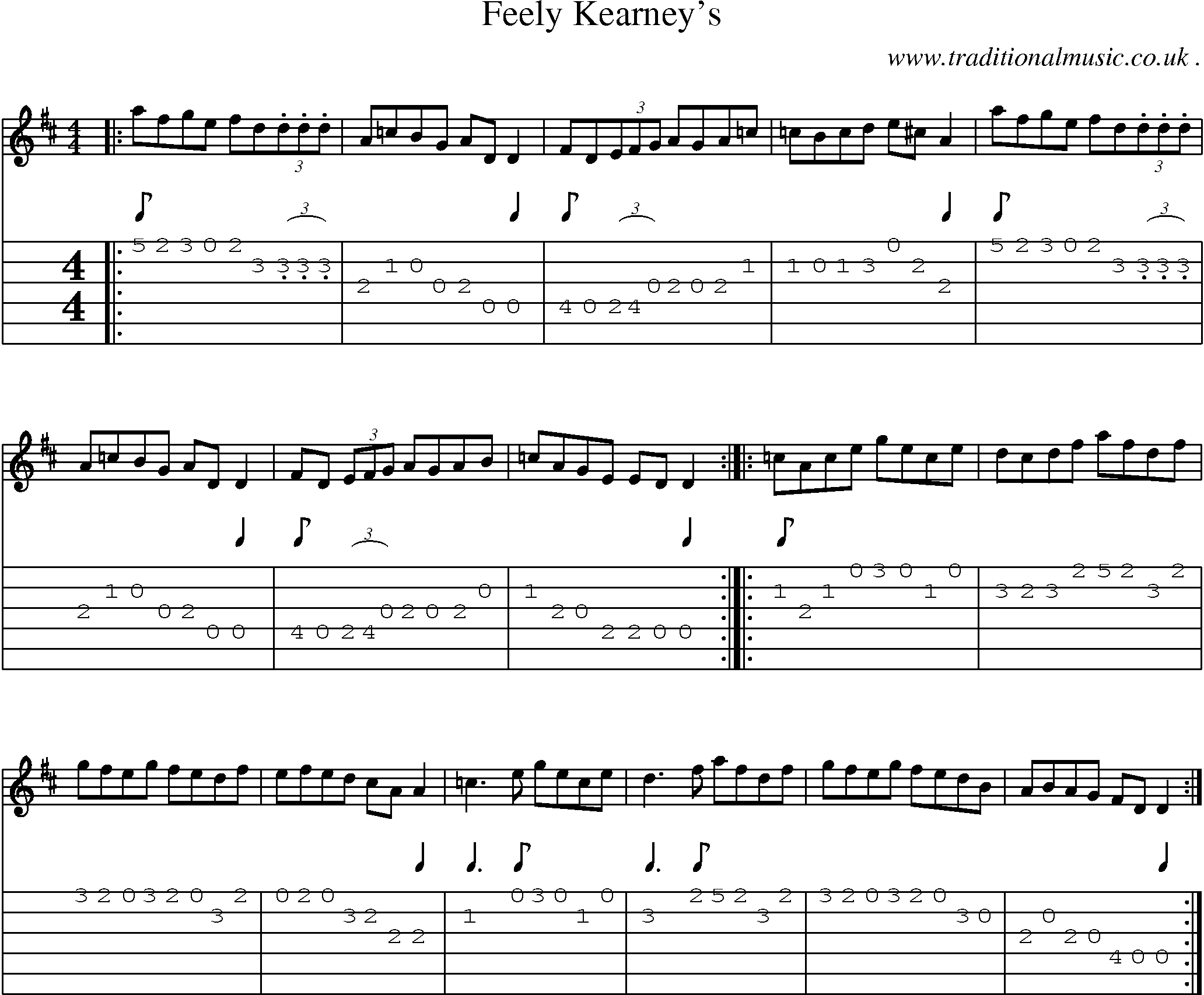 Sheet-Music and Guitar Tabs for Feely Kearneys