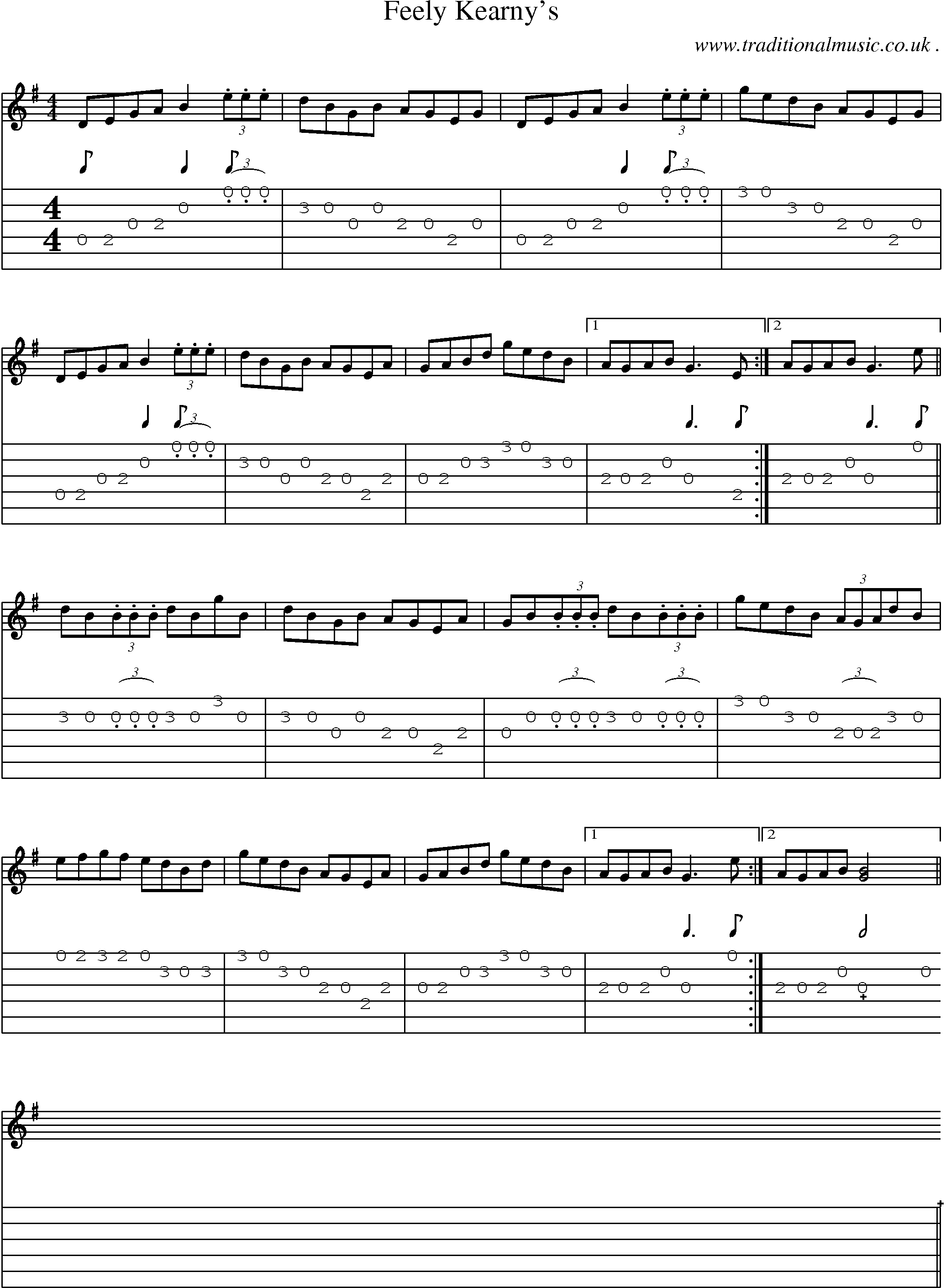 Sheet-Music and Guitar Tabs for Feely Kearnys