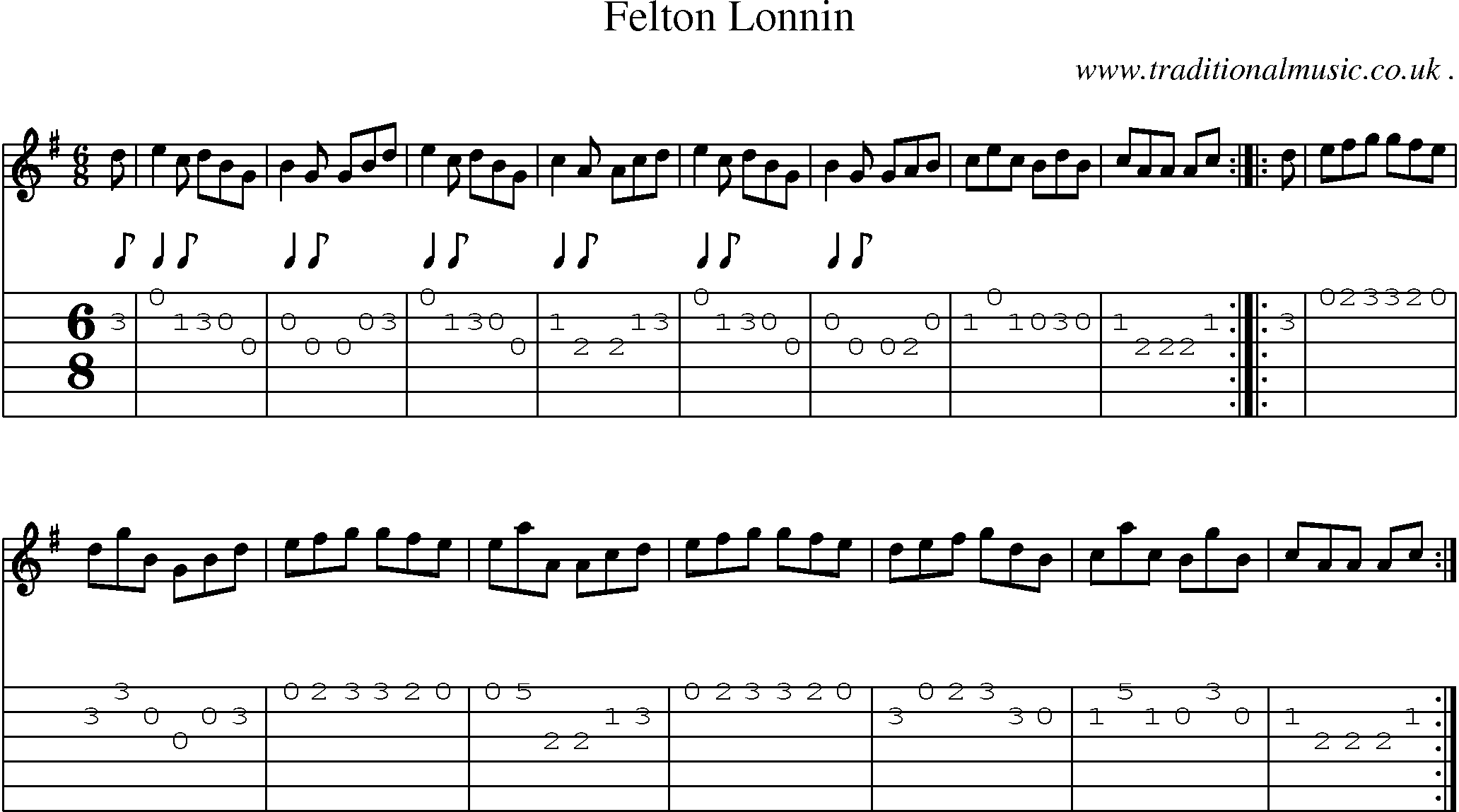 Sheet-Music and Guitar Tabs for Felton Lonnin