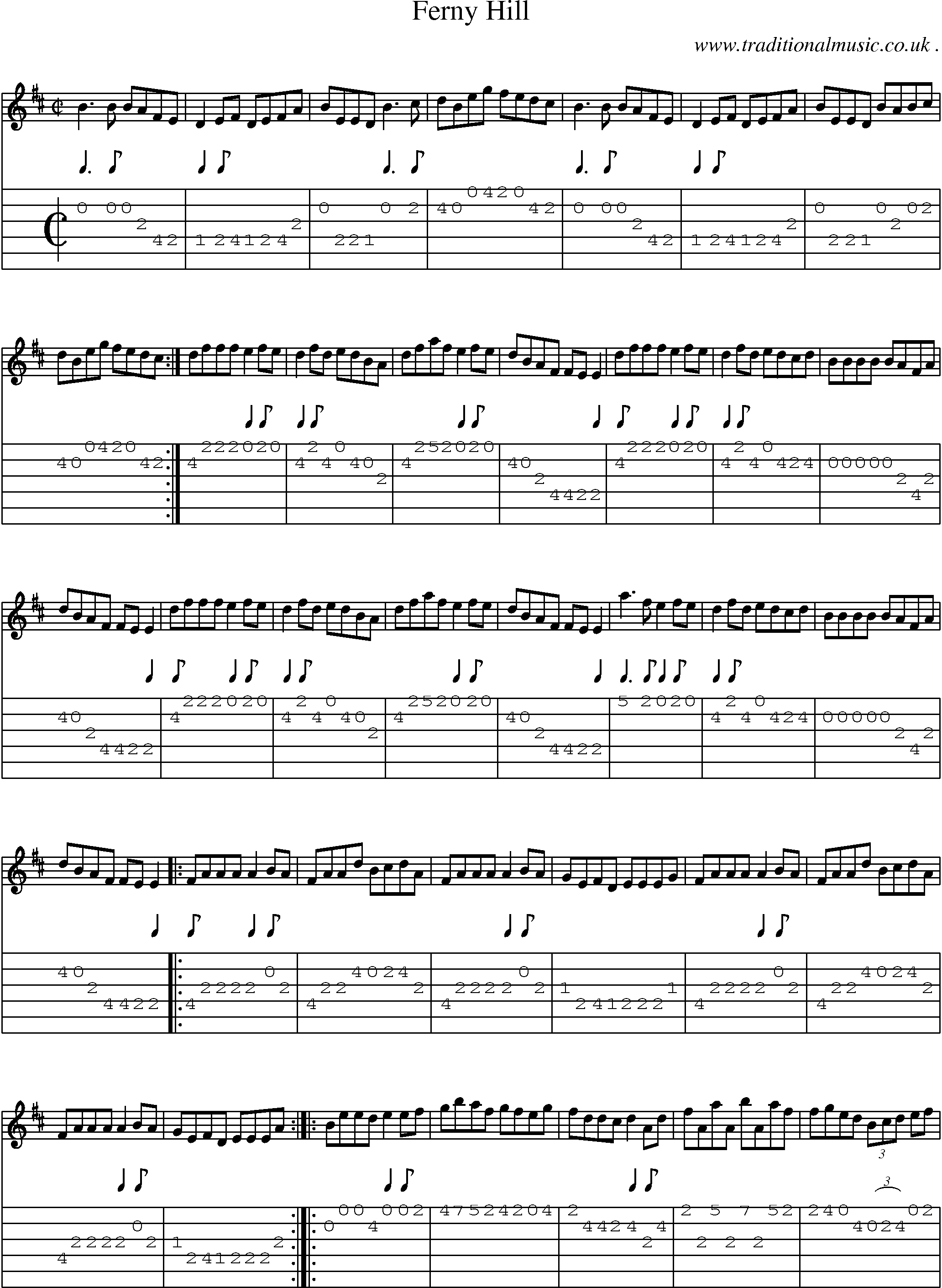 Sheet-Music and Guitar Tabs for Ferny Hill
