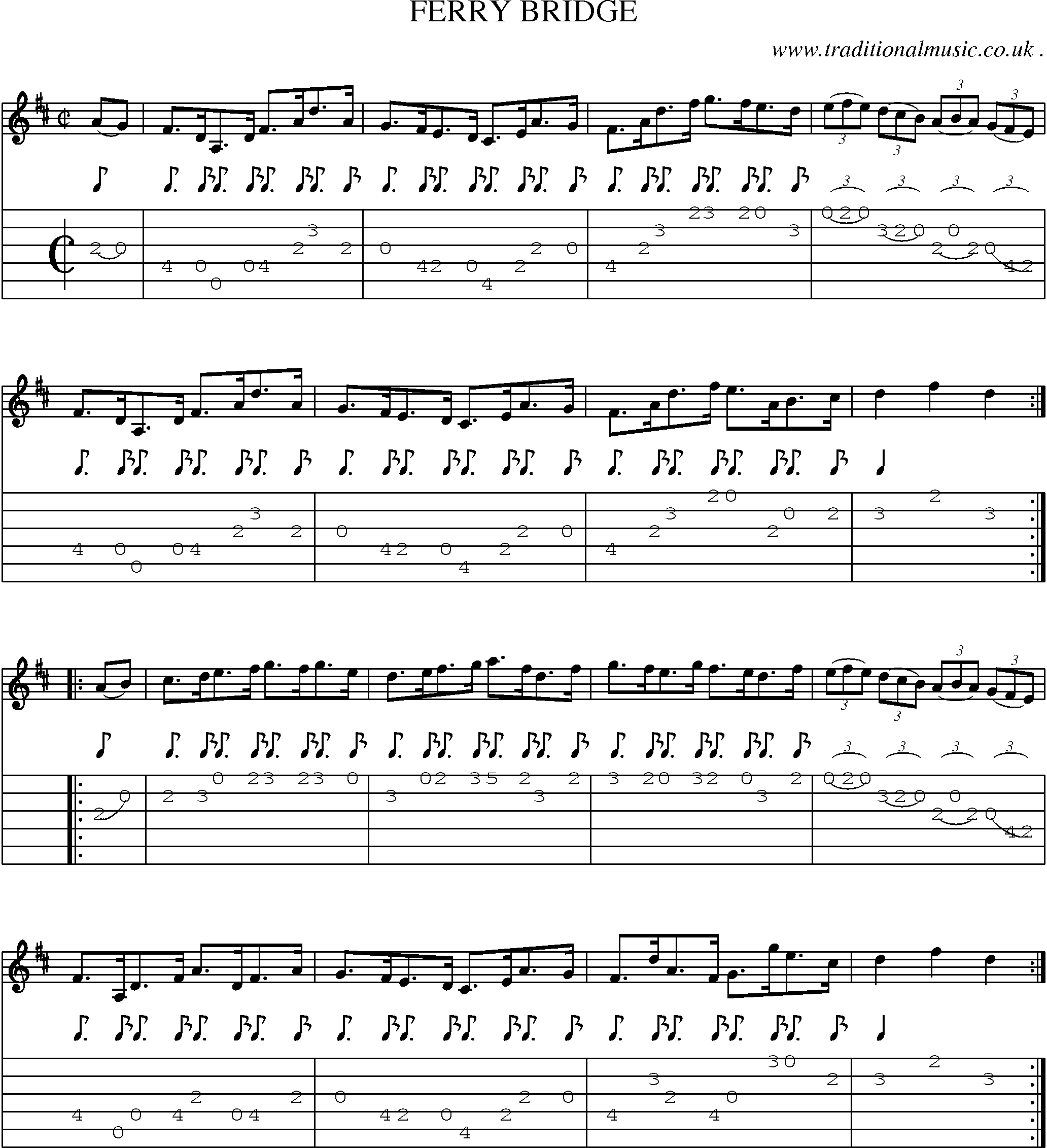 Sheet-Music and Guitar Tabs for Ferry Bridge