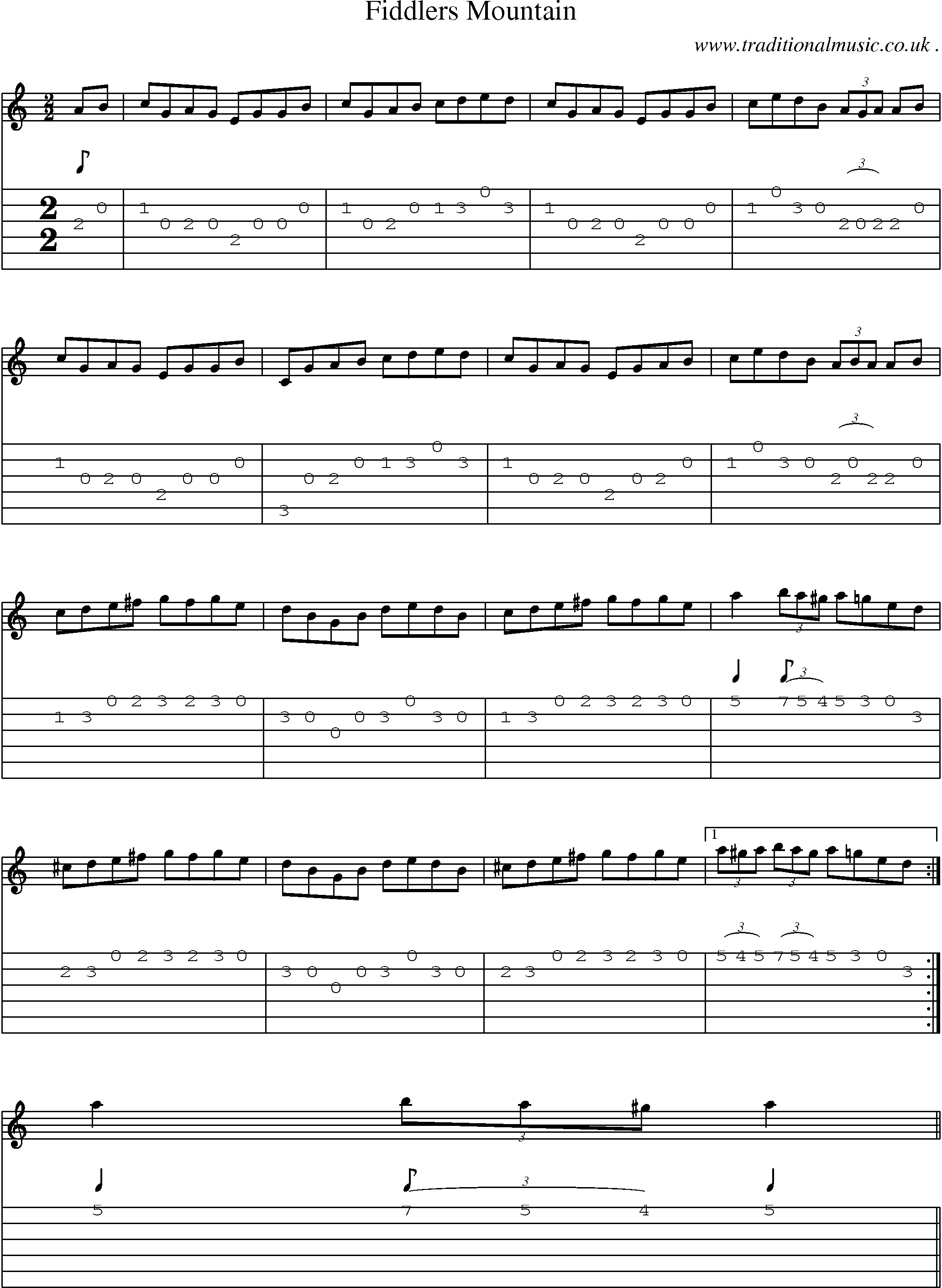 Sheet-Music and Guitar Tabs for Fiddlers Mountain